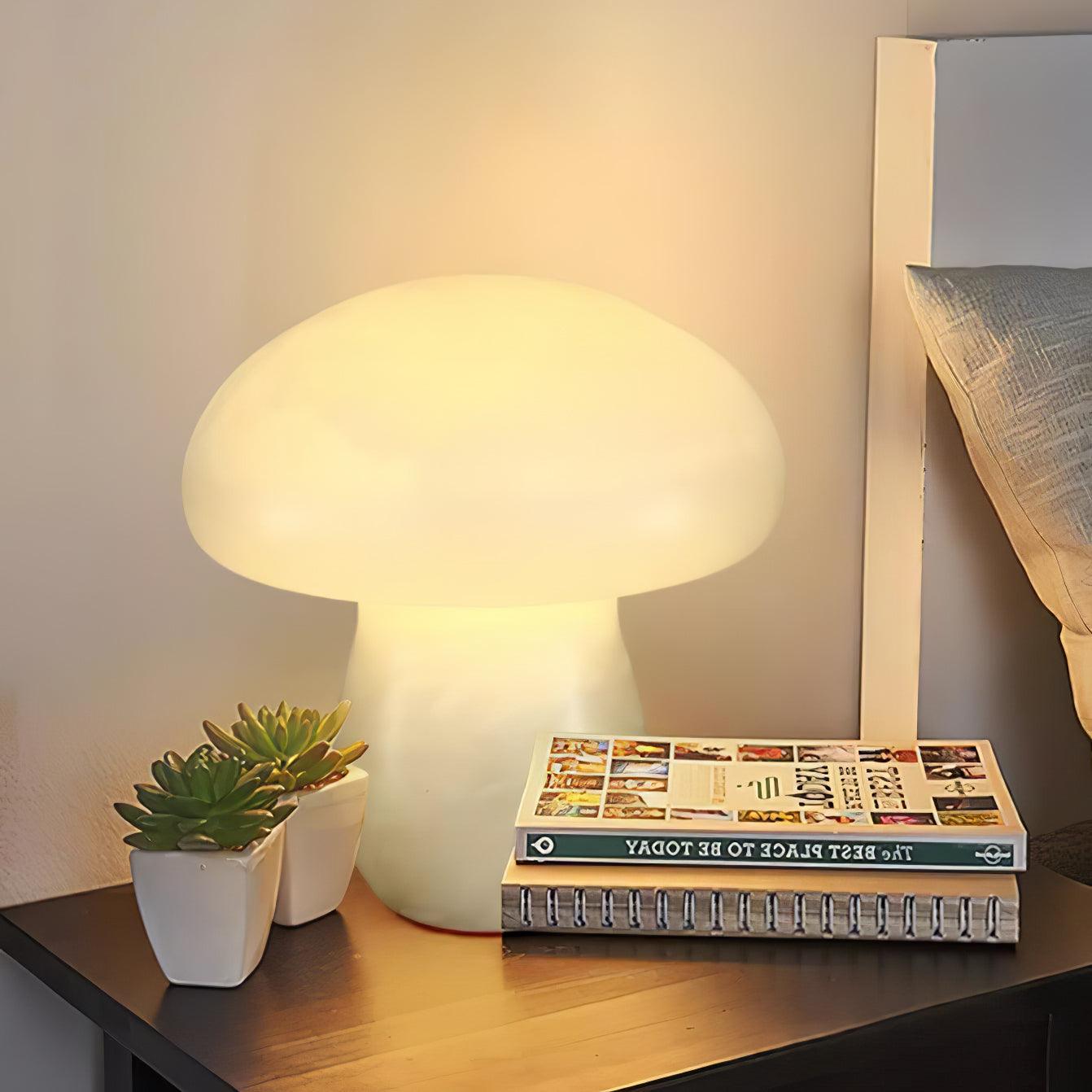 Alabaster Mushroom Table Lamp - Elegant Handcrafted Nightstand Light for Bedroom, Living Room & Office Decor