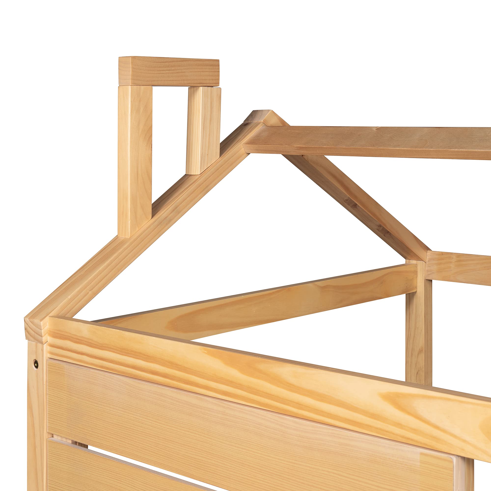 Quarte House Bed Low Daybed for Kids - Twin Size Wood Floor Bed Frame with 2 Drawers & Window - No Box Spring Needed (Walnut) - Perfect for Small Bedrooms, Playrooms & Montessori Spaces