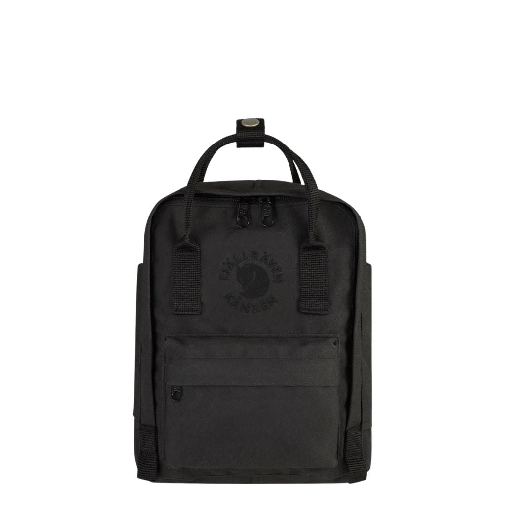 Fjallraven Mini RE Kanken Backpack - Lightweight Waterproof Daypack for Women & Men, Perfect for School, Travel & Hiking | Black