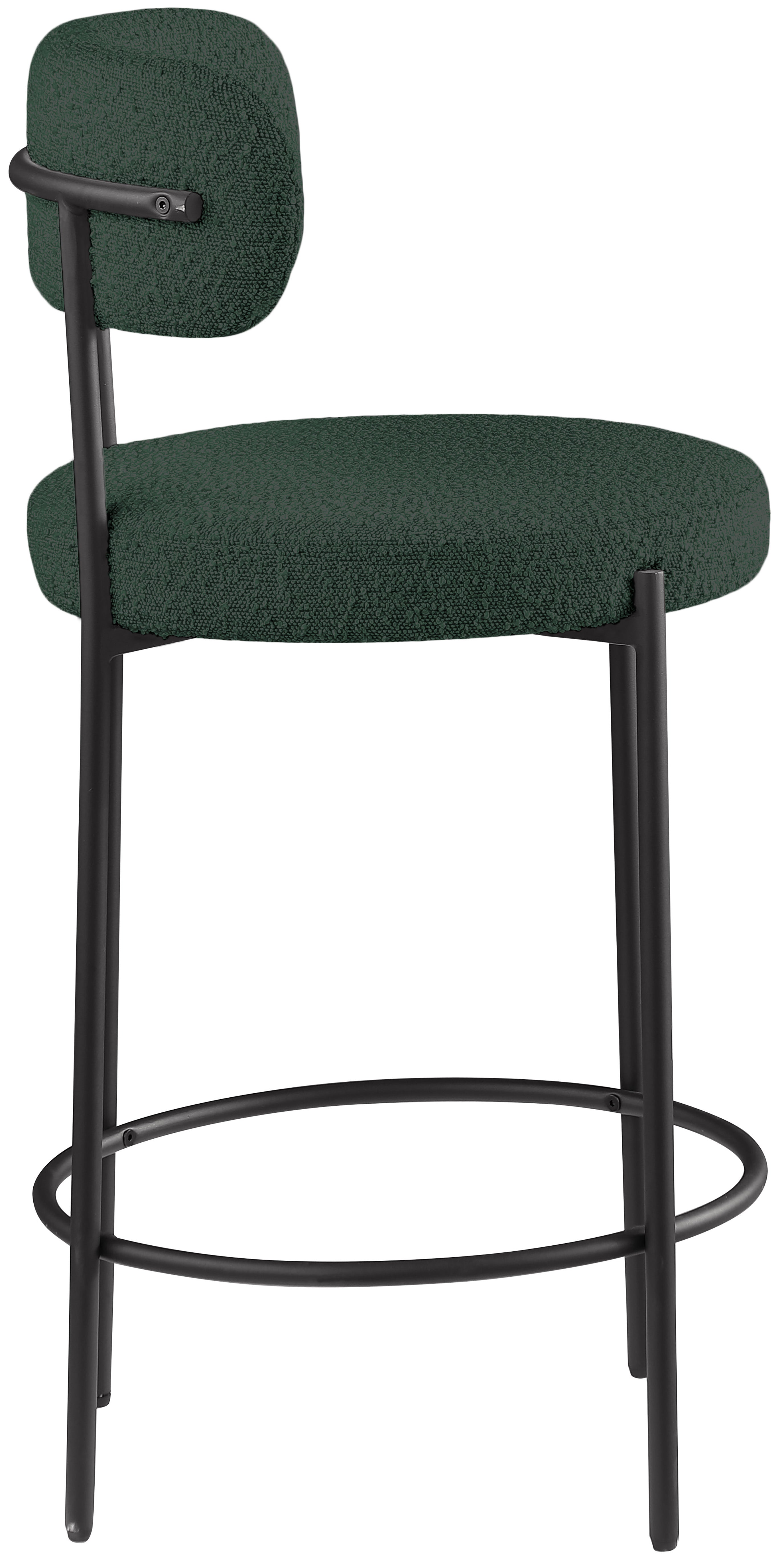 Beacon Boucle Fabric Stool - Modern Round Accent Chair with Soft Textured Upholstery for Living Room, Bedroom & Office Decor