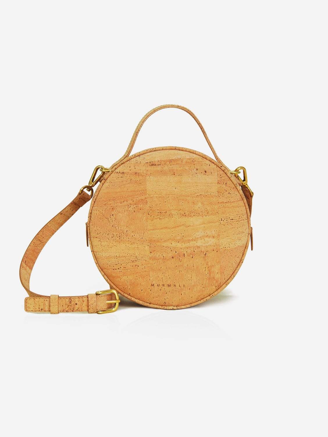 Handmade Vegan Cork Round Shoulder Bag for Women - Eco-Friendly Natural Leather Alternative - Perfect for Work, Travel & Everyday Use