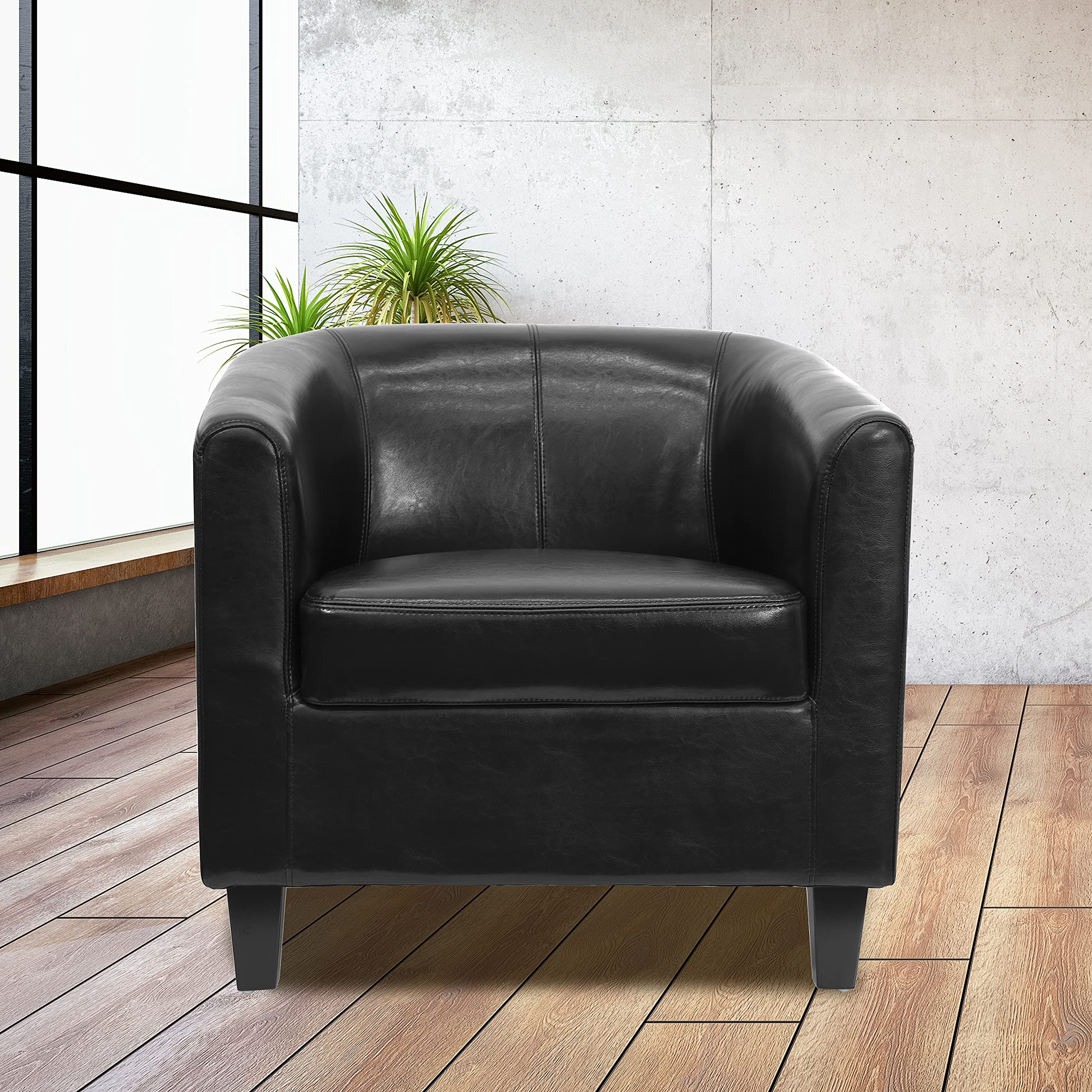 Premium Black LeatherSoft Lounge Chair - Comfortable Modern Recliner for Living Room, Bedroom & Office - Perfect for Relaxing, Reading & Napping