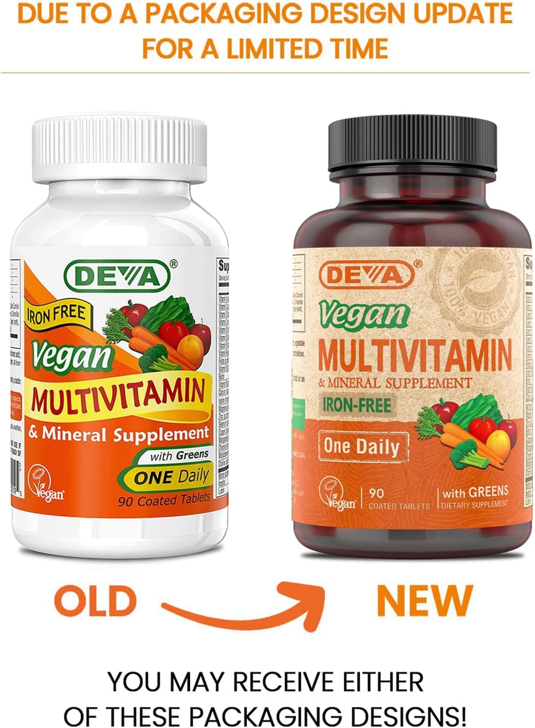 Deva Vegan Multivitamin & Mineral Supplement - Iron Free Formula - 90 Tablets for Women & Men - Plant-Based Nutrition for Daily Wellness & Energy Boost