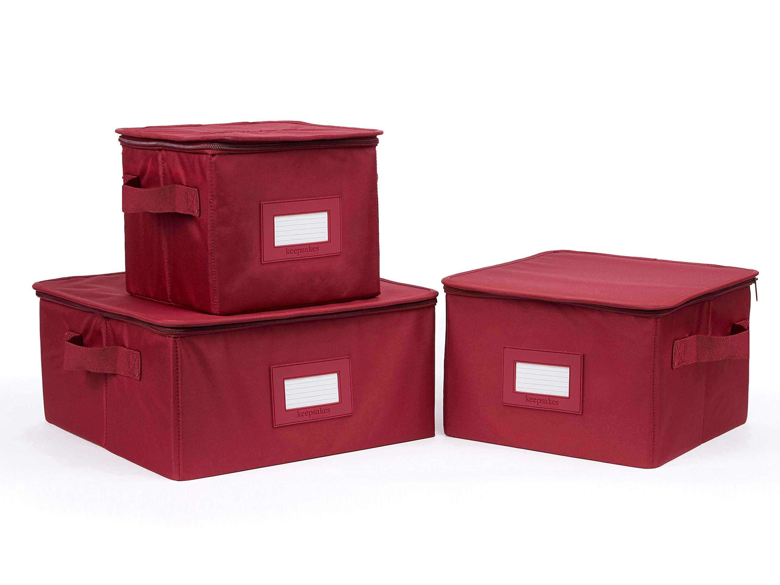 Covermates Keepsakes Dish Storage Box – Stackable Organizer with Reinforced Handles for China & Dinnerware – Scarlett Red – Perfect for Holiday Storage, Kitchen Organization & Cabinet Protection