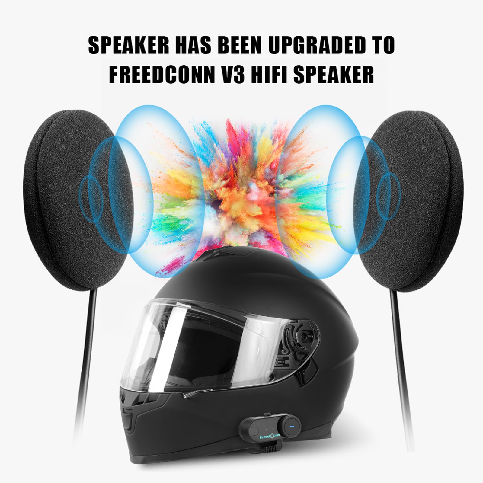 FreedConn Motorcycle Bluetooth Intercom Headset with Microphone - Compatible with TCOM VB & TCOM SC TMAX Helmets, 0.5m Micro USB 5-Pin Interface - Perfect for Group Riding, GPS Navigation & Hands-Free Communication