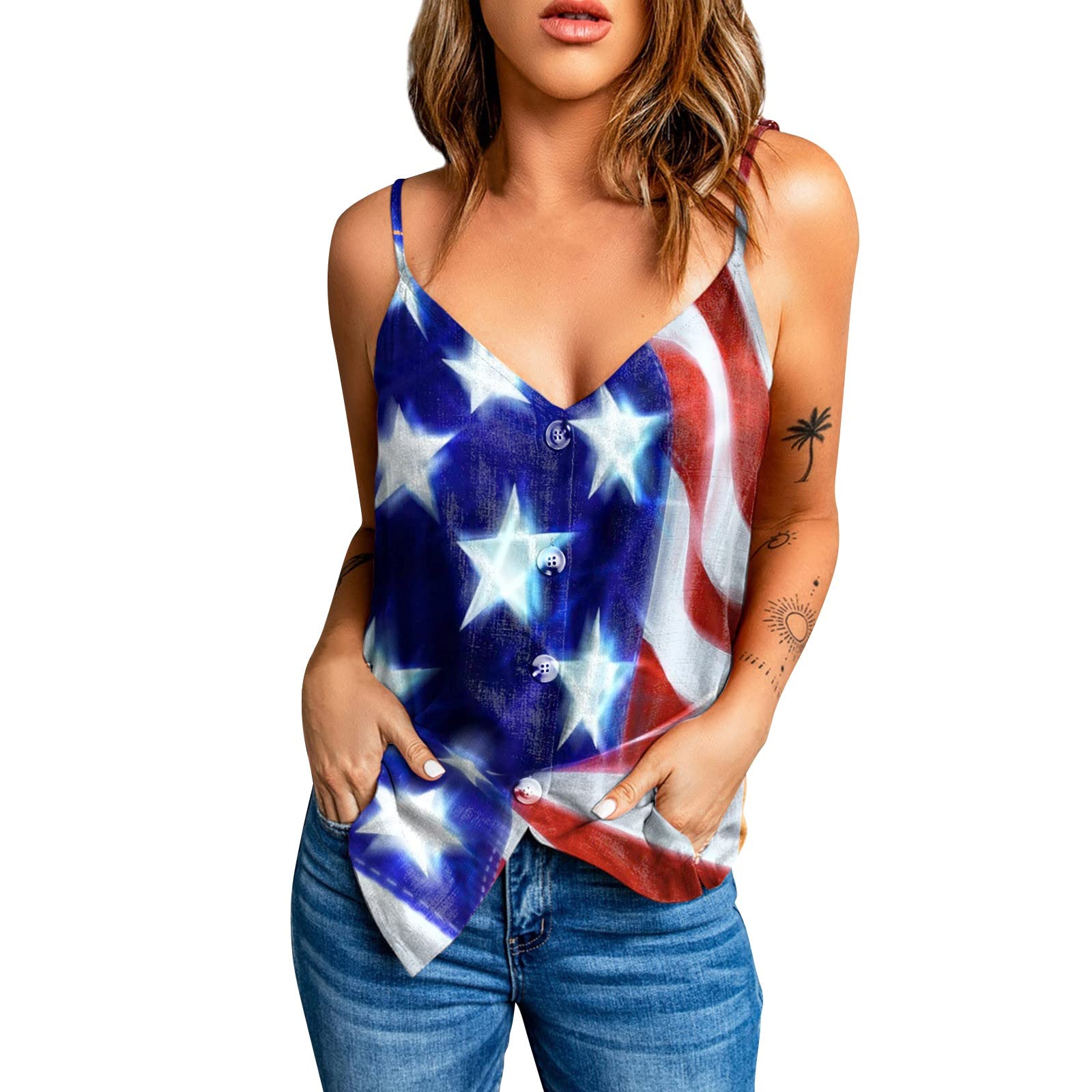 Women's Summer Tops - Sleeveless Halter Cami Tank with Cut Out Neck & Hollow Out Design - Casual Beach Blouse & Printed Shirts - Perfect for Vacations, Pool Parties & Summer Outings