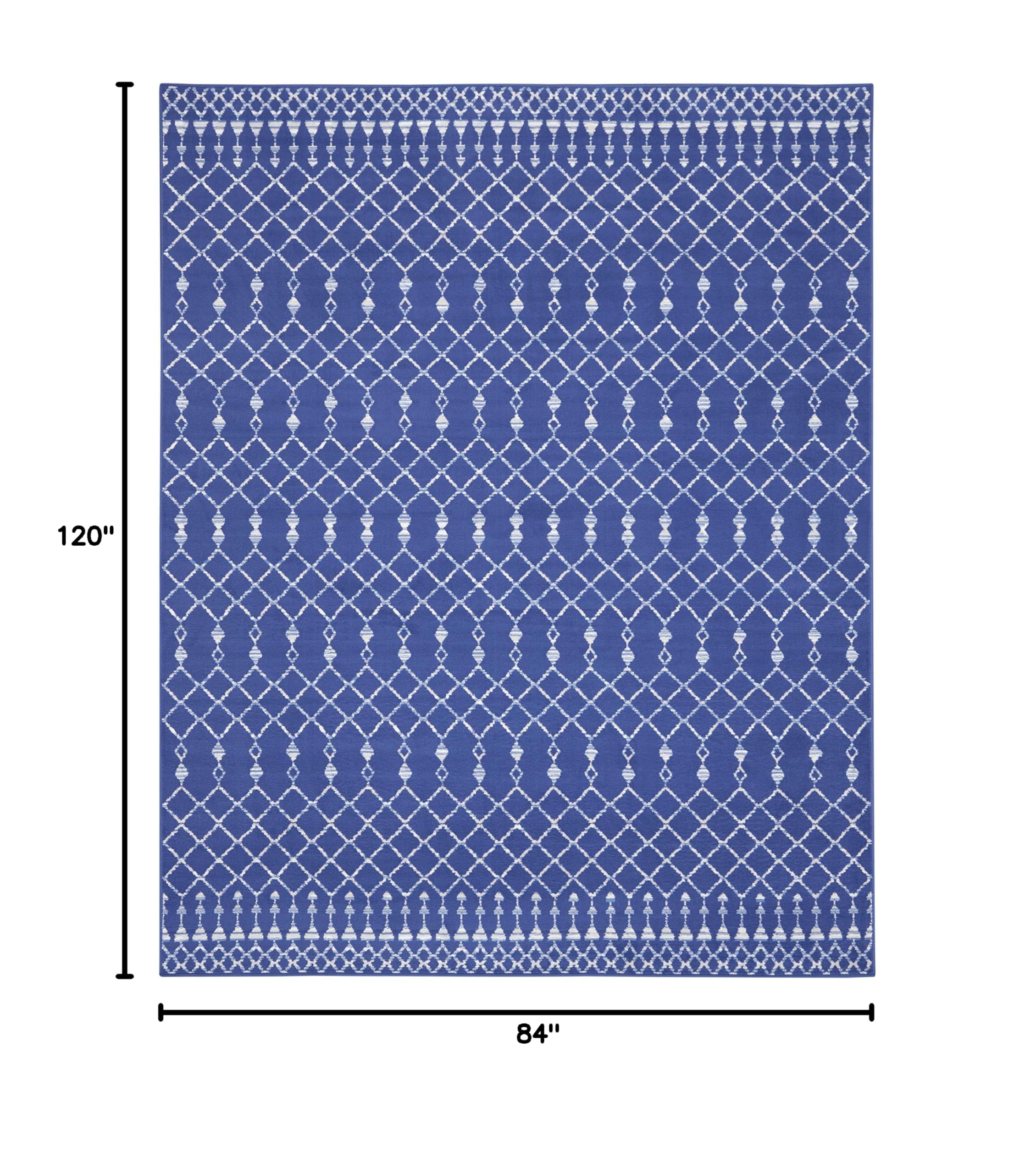 Nourison Whimsicle Moroccan Navy 7' x 10' Area Rug - Easy to Clean, Non-Shedding, Soft & Durable - Perfect for Bedroom, Living Room, Dining Room & Kitchen Decor (7x10) - Ideal for Home, Office & High Traffic Areas