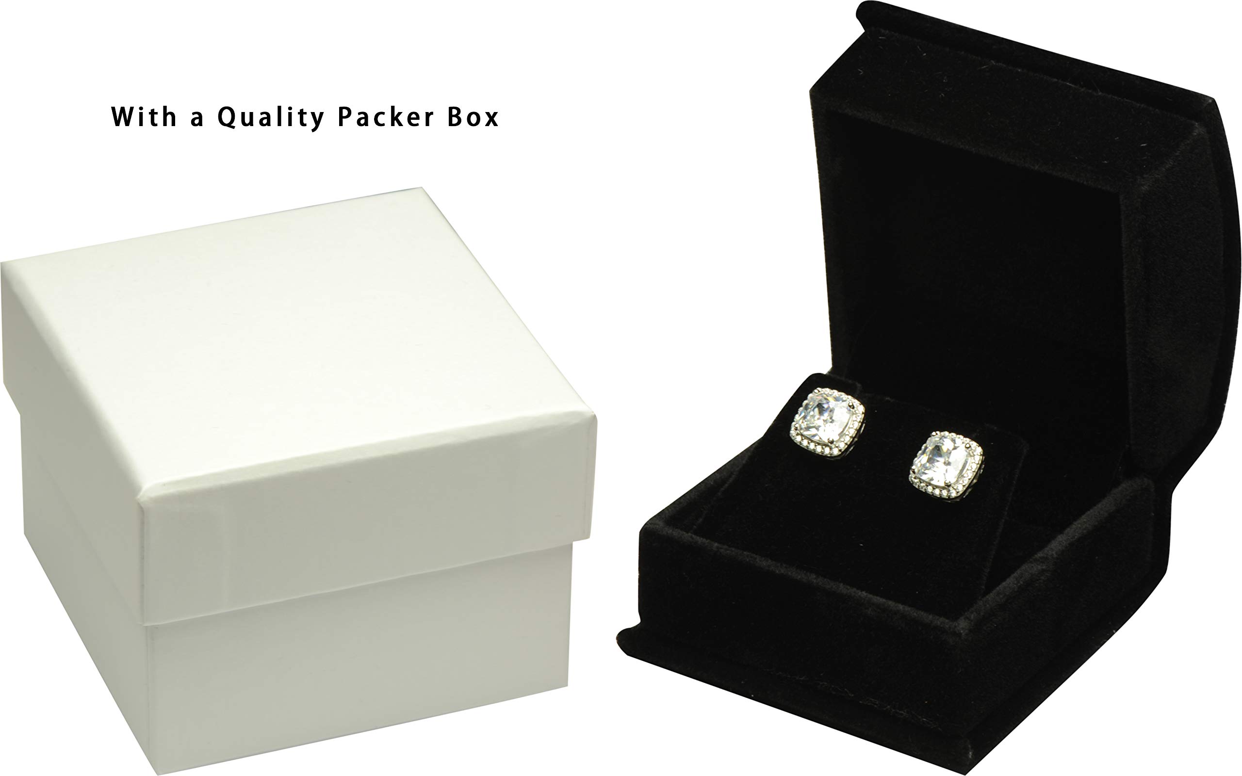 Luxury Black Velvet Jewelry Gift Box for Earrings & Necklaces - Perfect for Wedding, Birthday, Valentine's Day, Mother's Day & Christmas Gifts - Includes Bonus White Gift Box - Elegant Jewelry Storage & Presentation Solution