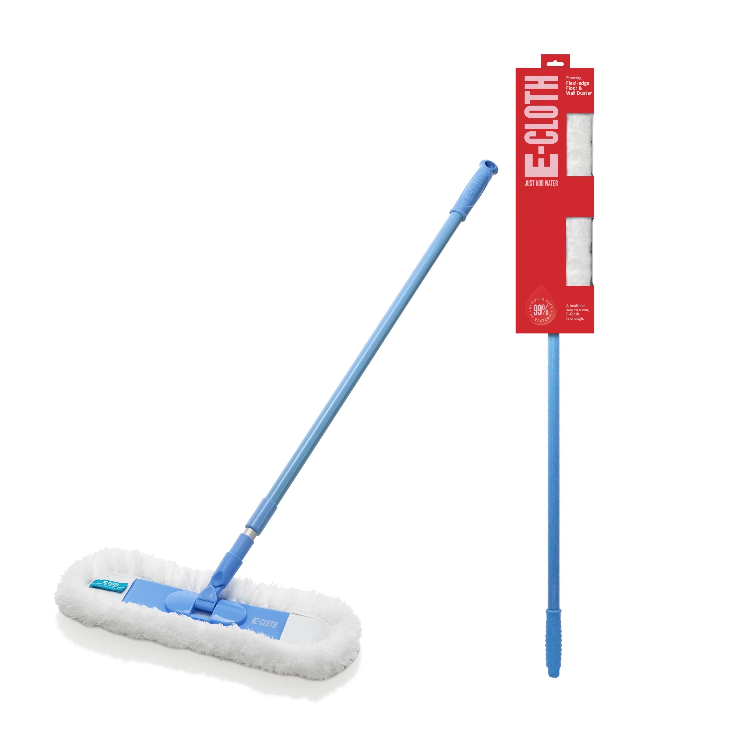 E CLOTH Flexi Edge Floor & Wall Duster - Microfiber Cleaning Tool for Dusting Hard Floors, Walls & Baseboards - Perfect for Home, Office & Pet Hair Removal