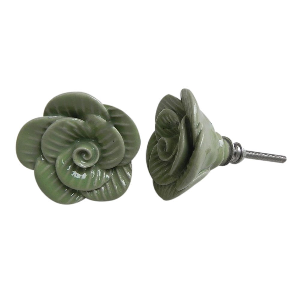 Handcrafted 16-Piece Rose Ceramic Drawer Knobs - Kitchen & Dresser Decor