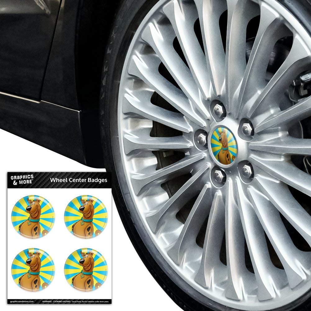 Scooby-Doo Character Tire Wheel Center Cap Badges - Resin-Topped Decorative Stickers for Car, Truck & Motorcycle Customization | Cartoon Themed Auto Accessories for Fans & Collectors