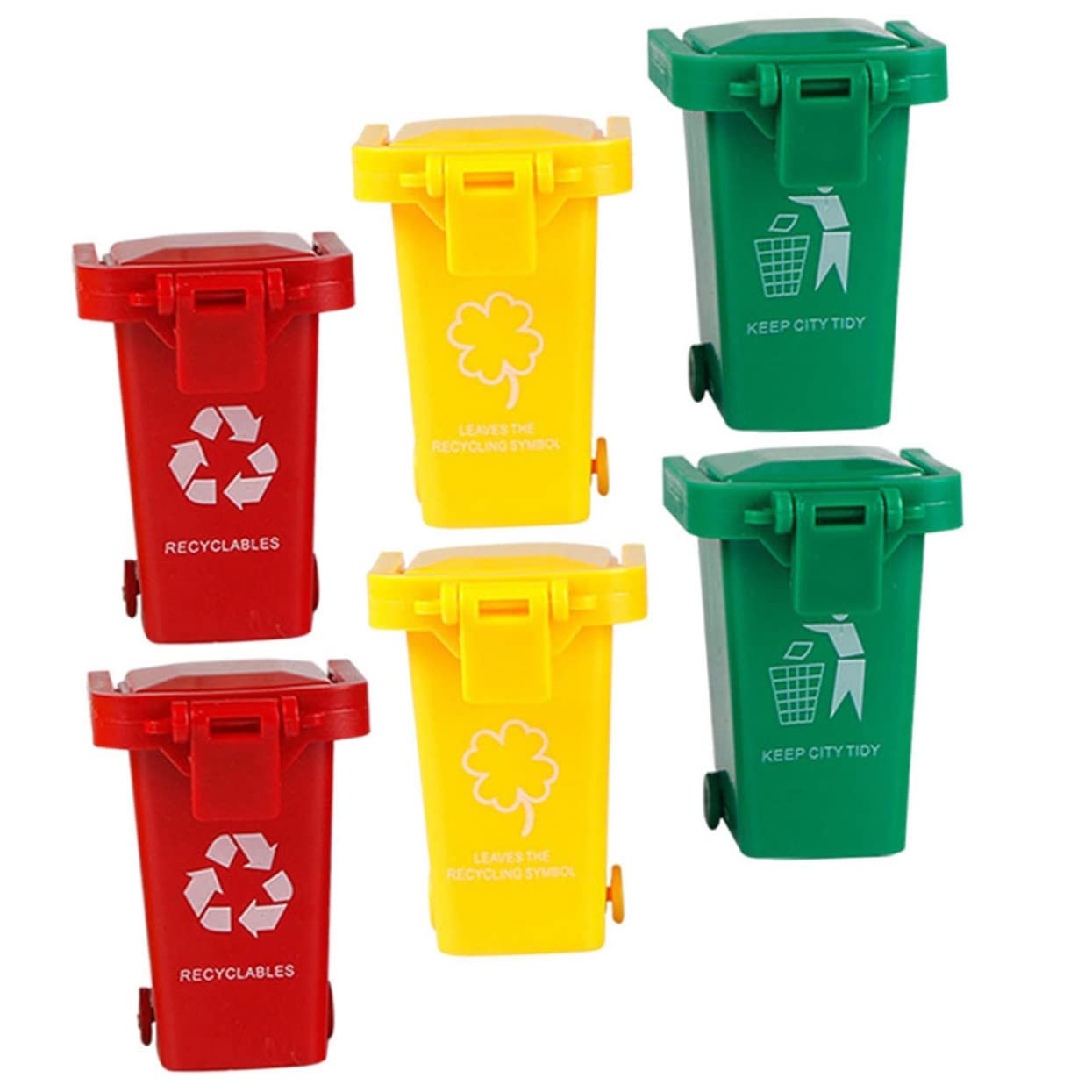BESPORTBLE 6-Piece Mini Garbage Sorting Bin Set - Educational Recycling Toys for Kids, Plastic Trash Cans with Pen Holder Function - Fun Learning Toys for Waste Classification (Perfect for Classroom, Home Play & Environmental Education)