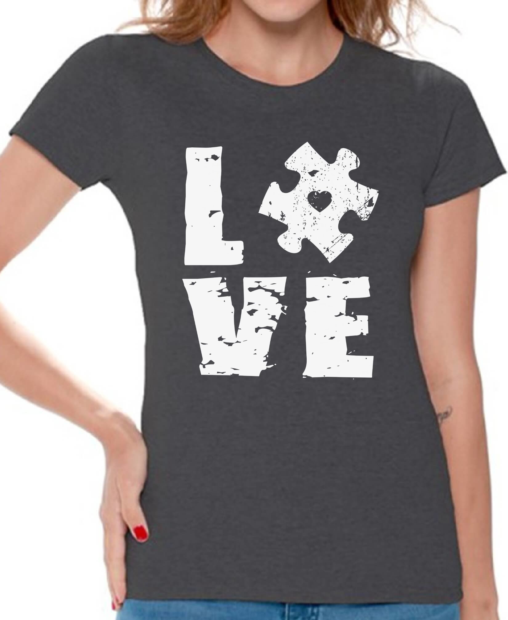 Autism Awareness Puzzle Shirts for Women - Love Puzzle Autism T-Shirts - Thoughtful Gifts for Autism Support & Awareness | Perfect for Fundraisers, Awareness Events & Everyday Wear