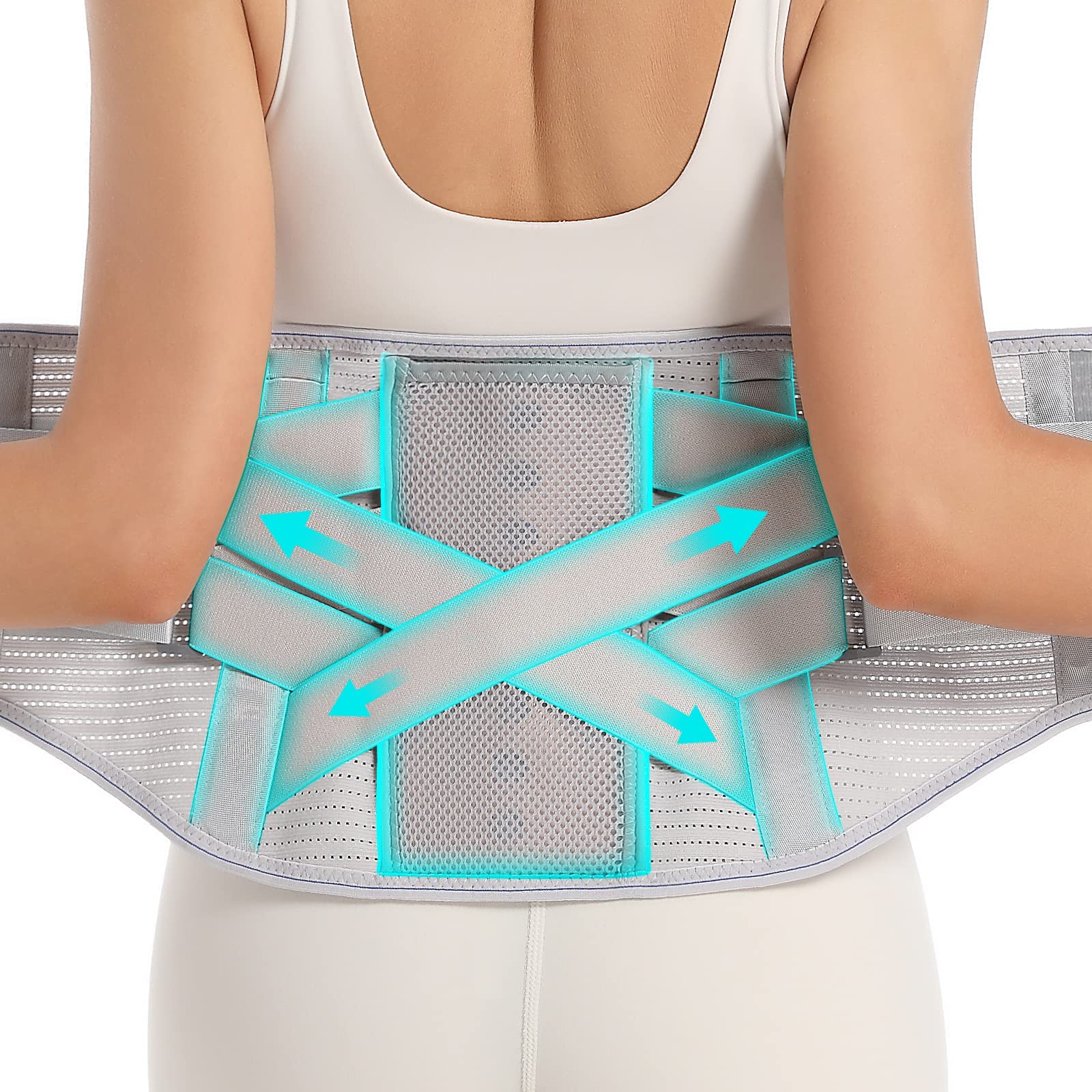 Lower Back Brace for Pain Relief - Adjustable Back Support Belt for Men & Women with Herniated Disc & Sciatica - Removable Stays with Dual Hardness Options (Grey, Large) - Ideal for Office Work, Driving, Weightlifting & Post-Surgery Recovery