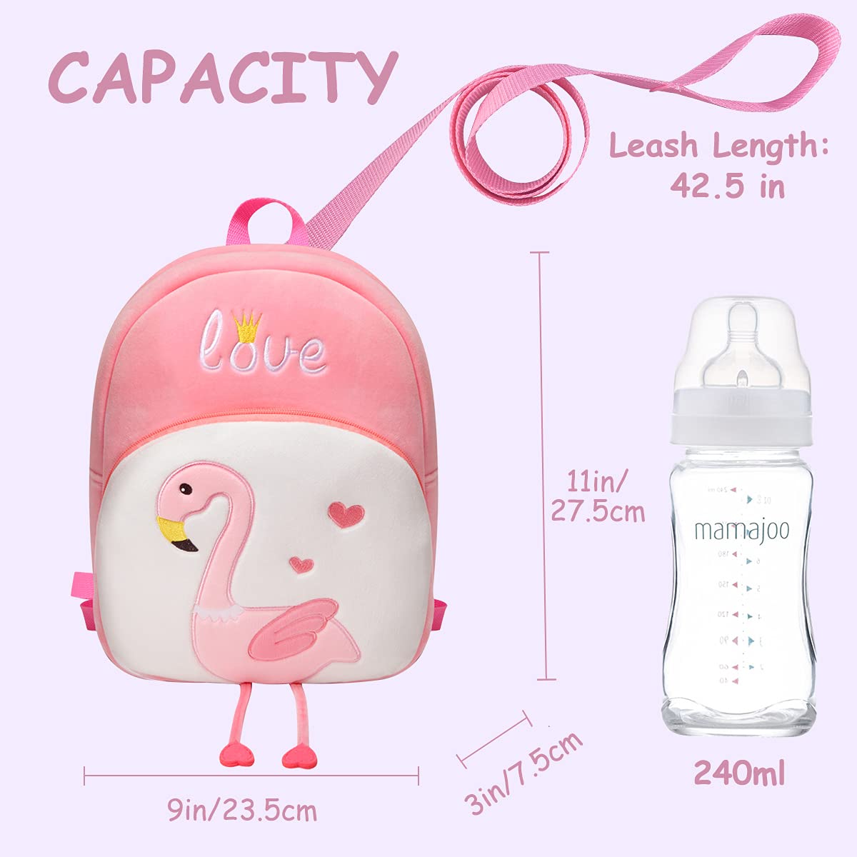 VASCHY Cute Flamingo Toddler Backpack for Girls - Daycare & Travel