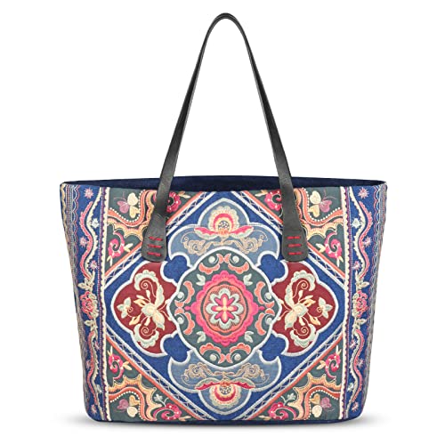 YunIdea Embroidered Handbag - Customizable Ethnic Cultural Tote Bag for Women | Unique Creative Gift for Mom, Wife, Daughter | Perfect for Travel, Shopping & Special Occasions