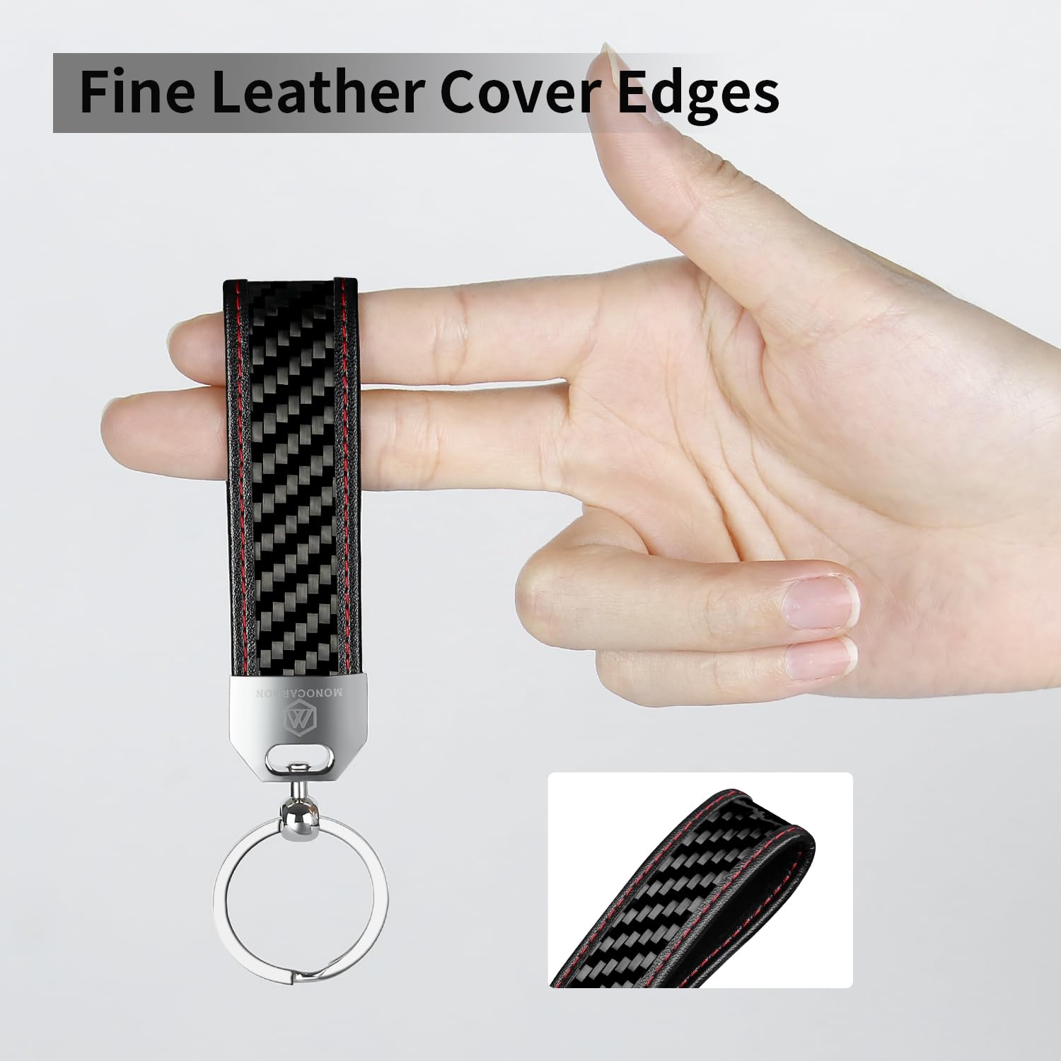Premium MONOCARBON Real Carbon Fiber Keychain Clip with Ring - Slim Luxury Carabiner for Men's Car Keys | Durable EDC Keychain Gift for Husband, Boyfriend & Professionals | Perfect for Daily Use, Travel & Outdoor Activities