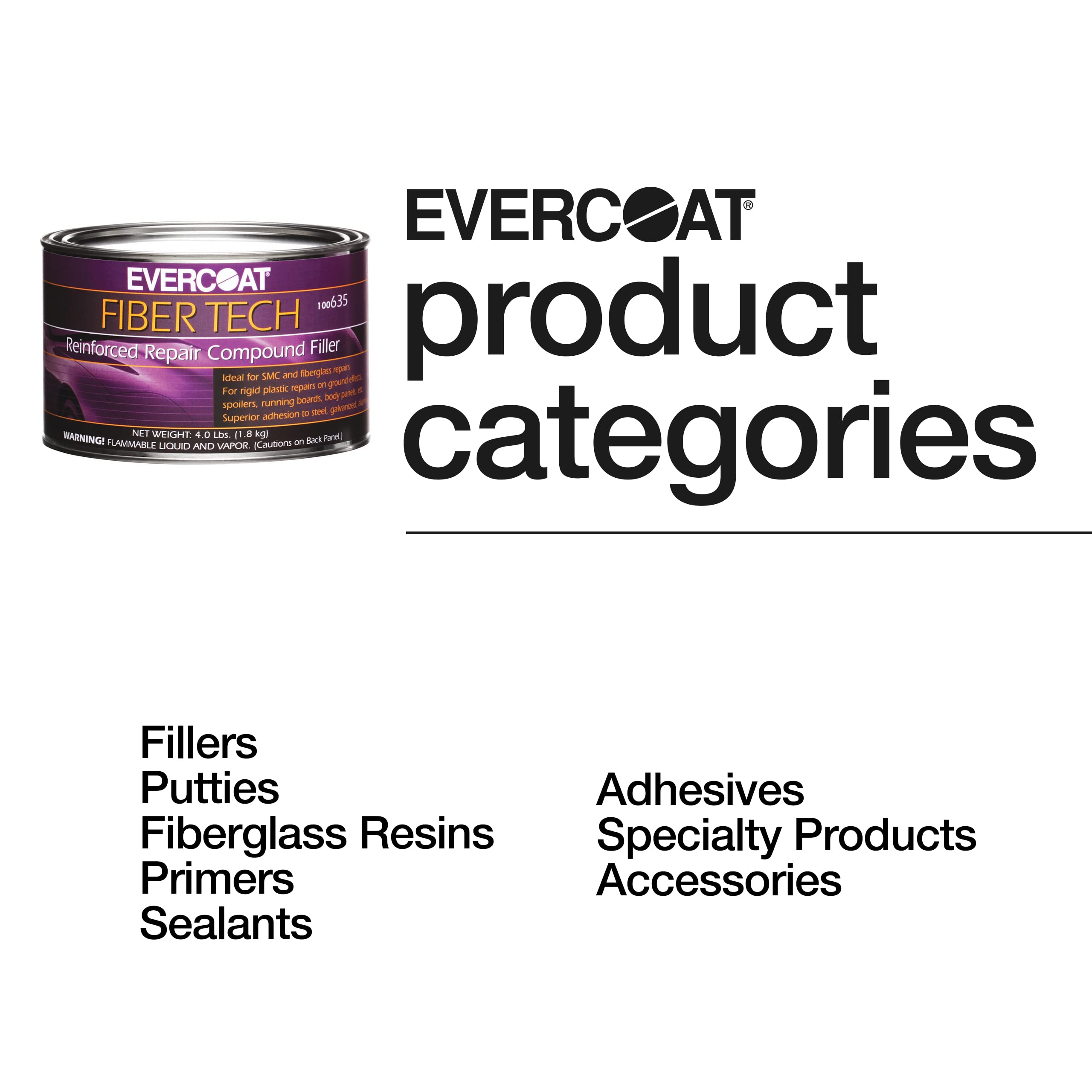 Evercoat Fiber Tech Reinforced Repair Compound for Galvanized Steel, Aluminum & Metal Surfaces - 64 Fl Oz (Half Gallon) - Professional Auto Body Filler for Rust Repair, Dent Fixing & Surface Restoration