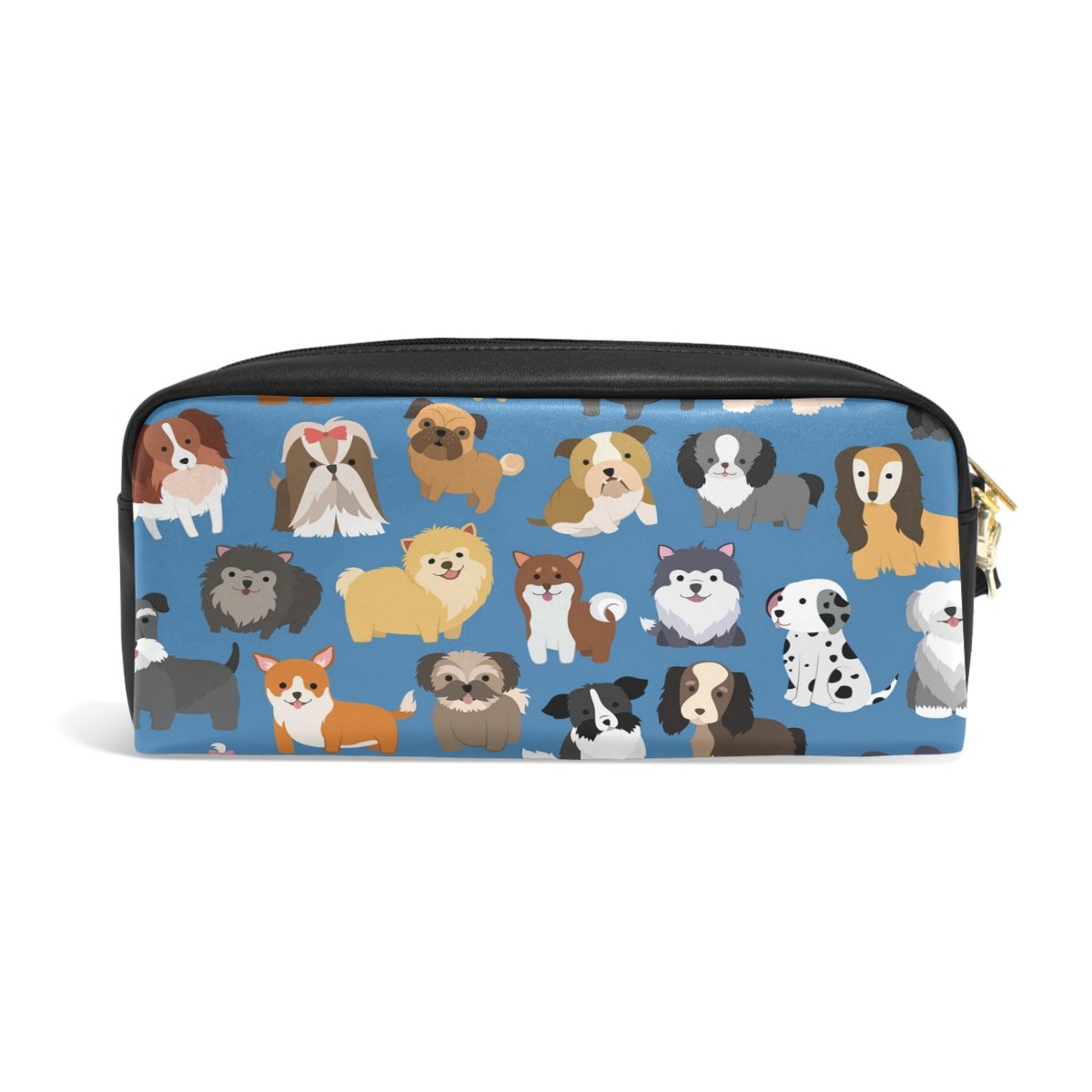 ZZKKO Cute Dog Puppy Leather Zipper Pencil Case - School Stationery Organizer, Cosmetic Makeup Bag, Travel Toiletry Pouch for Kids & Teens - Perfect for School, Office, Travel & Daily Use