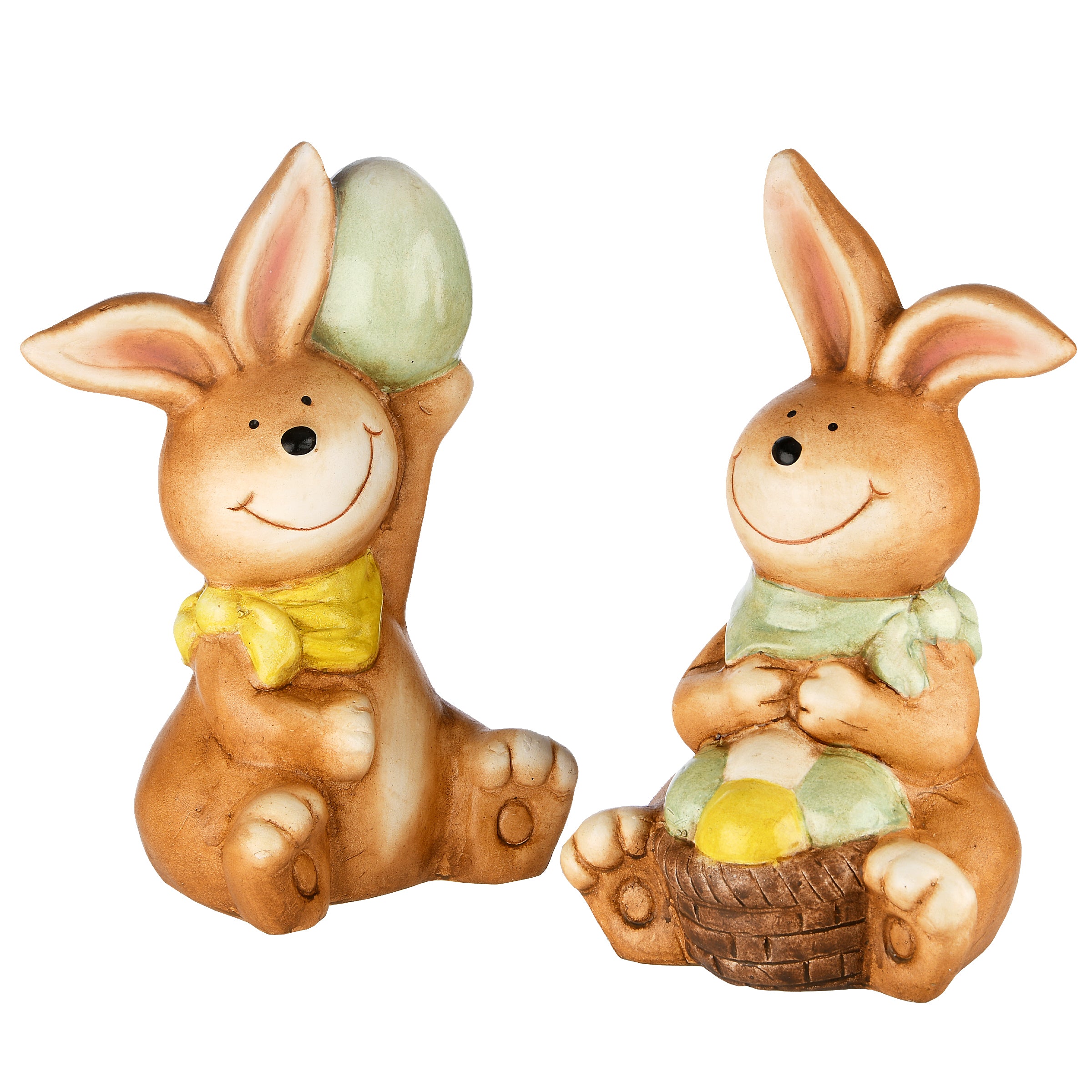 7 Inch Easter Bunny Figurines Holding Eggs - Spring Table Decor for Easter Party, Home, and Office Decoration