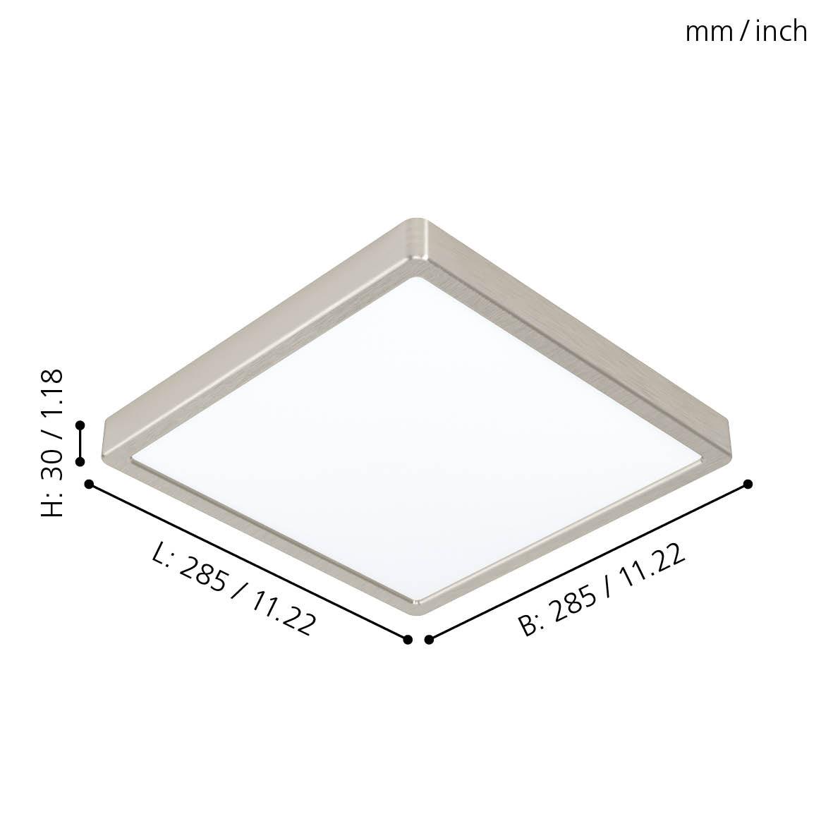 Eglo Fueva 5-LED Nickel Square Flush Mount Ceiling Light Fixture - 20.5W Energy Efficient - Modern Lighting for Bedroom, Kitchen, Hallway & Office