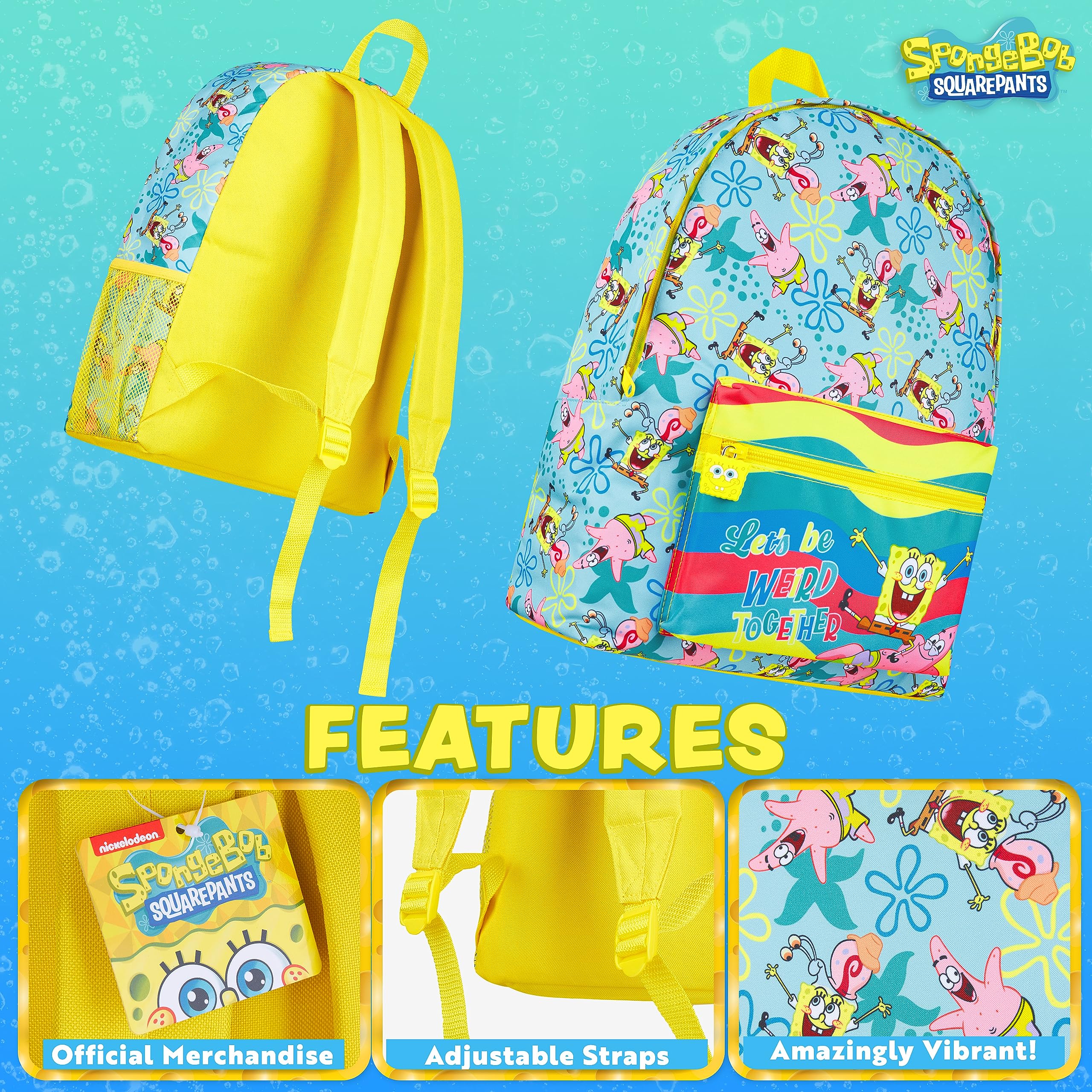 **SpongeBob SquarePants Kids Backpack for School - Official SpongeBob Gadget for Elementary & Middle School, Travel & Leisure - Durable & Stylish Backpack for Boys & Girls**    *(Perfect for School, Day Trips, and Everyday Adventures!)*