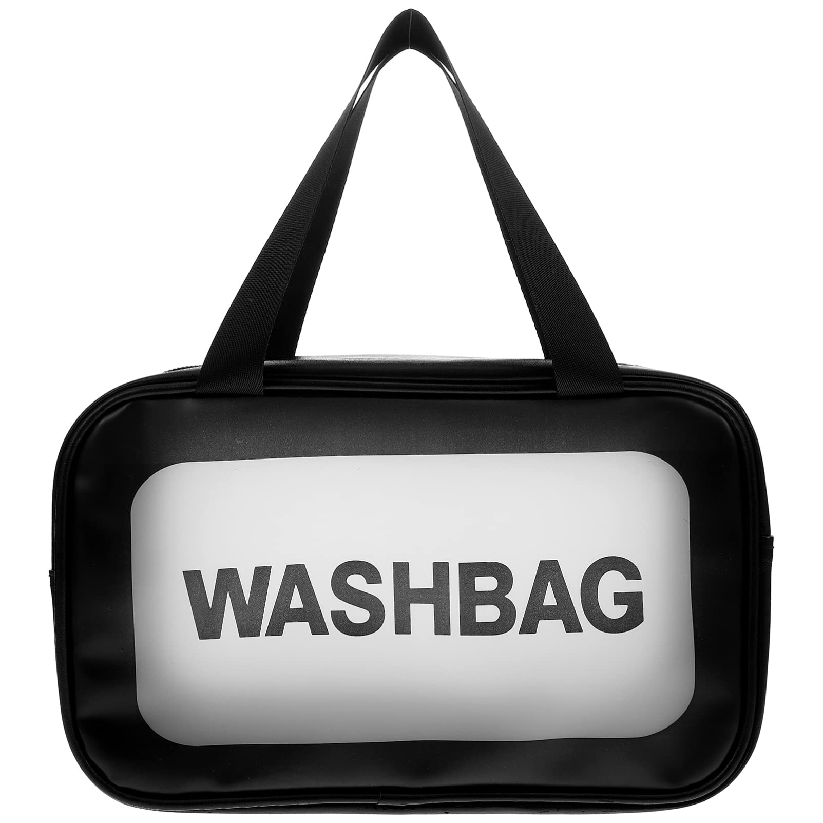 EXCLUZO Clear Waterproof Makeup Bag - Portable Frosted Travel Cosmetic Organizer with Zipper for Women, Perfect for Vacation, Bathroom & On-The-Go Storage (Black)