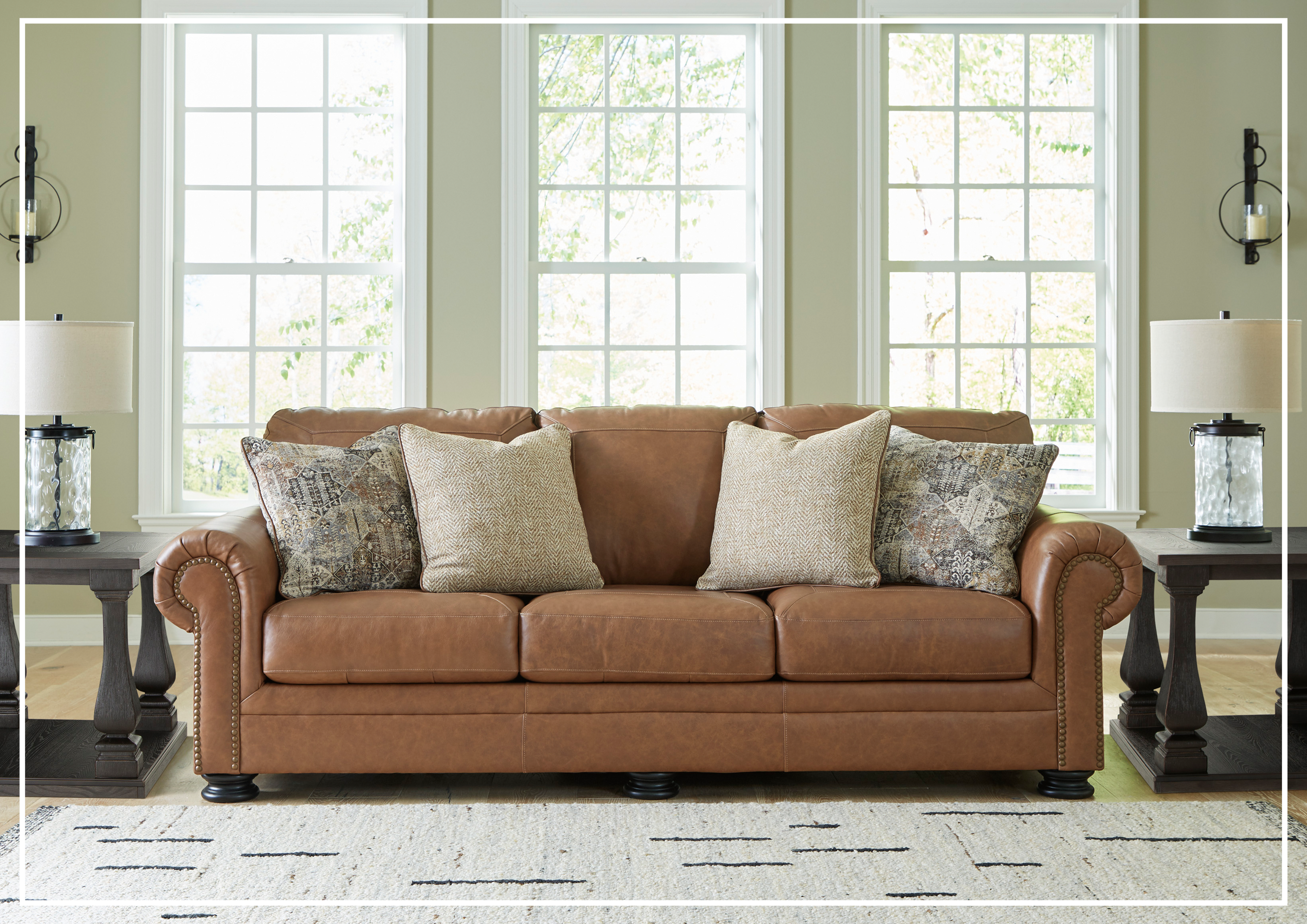 Gio Italia Crescentia Brown Leather 3-Seater Queen Sleeper Sofa Bed - Convertible Comfort for Small Spaces, Guest Rooms & Apartments