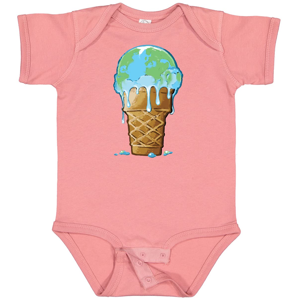 Inktastic Melting Earth Ice Cream Cone Baby Bodysuit - Soft Cotton Cute Graphic Onesie for Infants & Toddlers - Perfect for Playdates, Birthday Parties & Photo Shoots