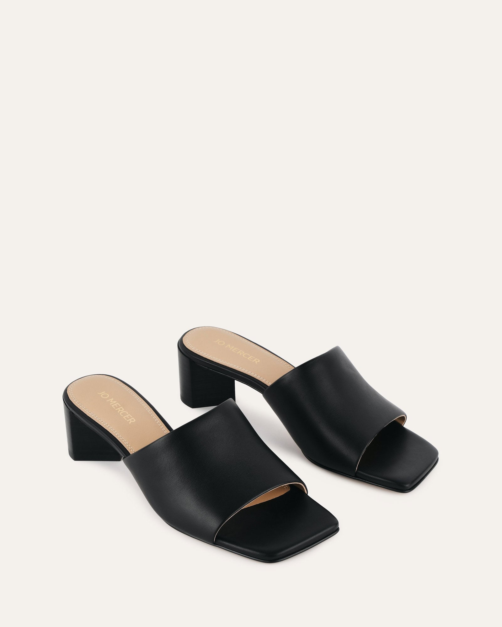 Herbie Black Leather Mid Heel Sandals - Comfortable Women's Dress Shoes for Office, Party & Summer Outfits