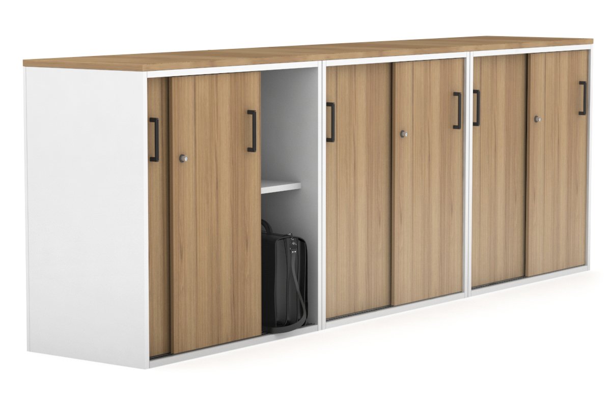 Modern 2400W x 900H x 450D Sliding Door Credenza for Office & Home - Medium Uniform Storage Cabinet with Smooth Gliding Doors - Perfect for Living Room, Bedroom or Entryway Organization