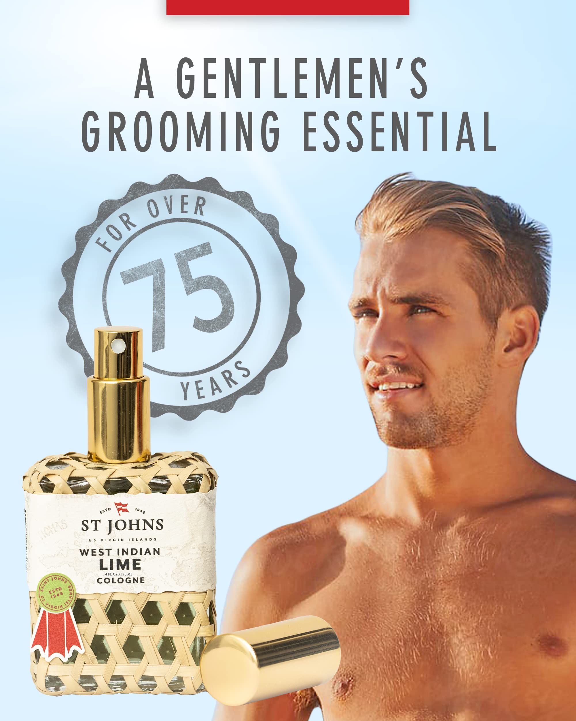 St Johns West Indian Lime Cologne for Men - 4 oz Refreshing Citrus Fragrance Spray | Caribbean-Inspired Cologne for Everyday Wear & Special Occasions