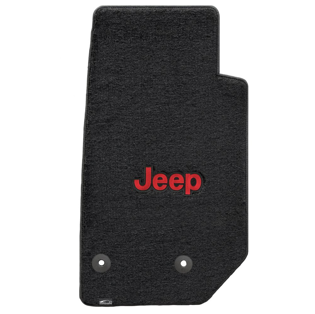 2-Piece Front Seat Covers with Black Velourtex & Red Jeep Logo - Compatible with Jeep Wrangler Unlimited 2014 - Durable & Stylish Upgrade for Off-Road Adventures & Daily Commutes