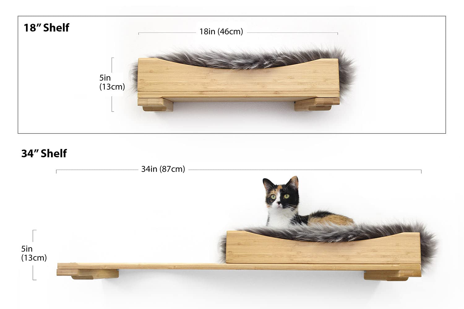 Premium Bamboo Cat Bed with Faux Fur - Modern & Warm Pet Bed for Indoor Cats - Modular Design for Cozy Napping - Perfect for Living Rooms, Bedrooms & Home Offices