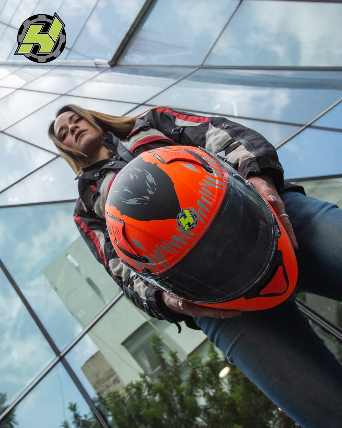 HAX Full Face Motorcycle Helmet DOT Approved - Lightweight Dual Rear Wing Street Bike Helmet for Adults with Pinlock Ready (Impulse Devour Orange, Large) - Perfect for Urban Commuting, Highway Riding & Motorcycle Enthusiasts