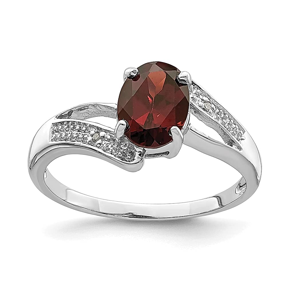 925 Sterling Silver Garnet Diamond Ring for Women - Elegant Gemstone Jewelry Gift for Her - Perfect for Anniversaries, Engagements & Special Occasions