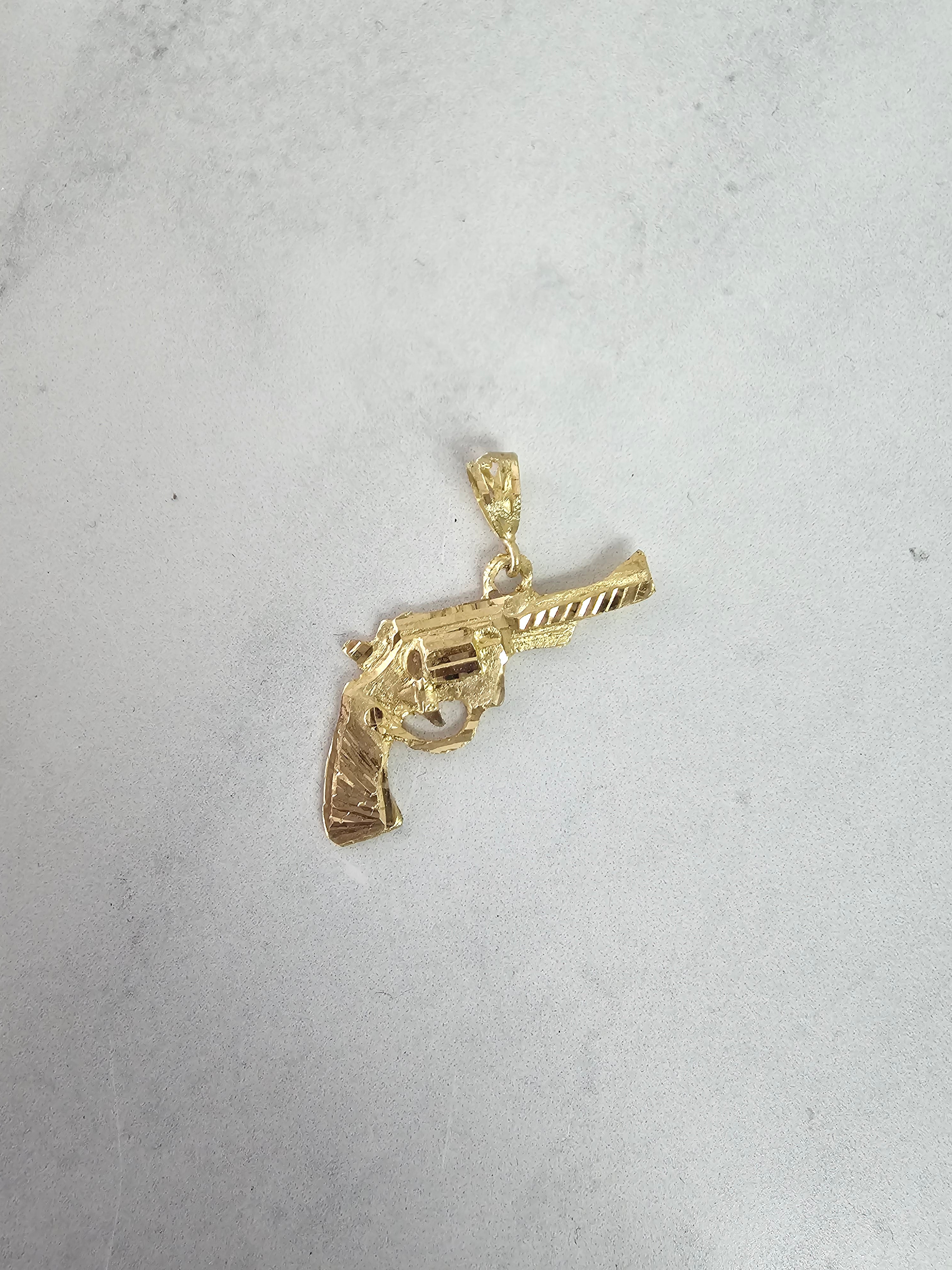 10k Yellow Gold Revolver Charm with Diamond Cuts - Perfect for Jewelry Making, Gifts & Western Style Accessories