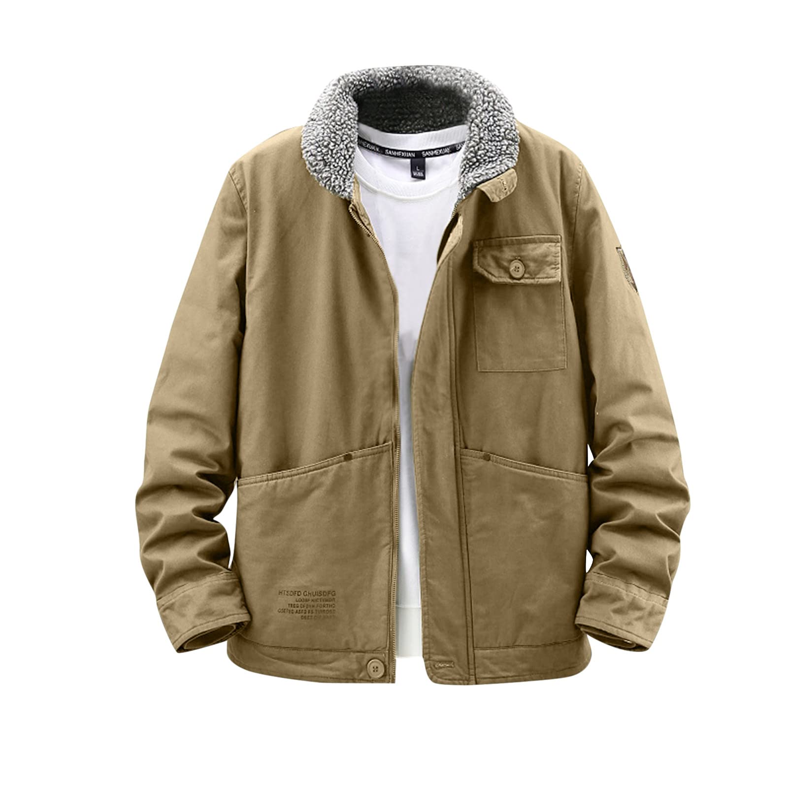 Men's Lightweight Winter Jacket - Solid Color Zipper Coat with Pockets & Turn-Down Collar | Warm Long Outerwear for Fall & Winter | Perfect for Outdoor Activities, Commuting & Casual Wear