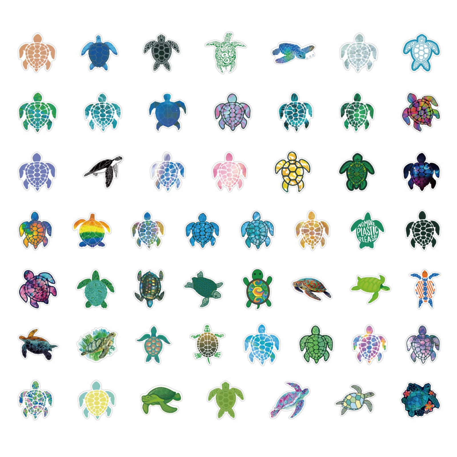 100pcs Waterproof Sea Turtle Stickers - Cute Colorful Vinyl Decals for Water Bottles, Laptop, Phone, Scrapbook, Car, Luggage, Guitar & Skateboard - Perfect for Summer Beach Theme, Ocean Lovers & DIY Crafts
