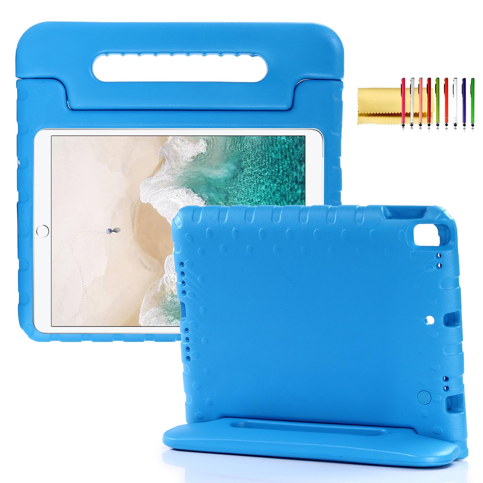 Shockproof iPad Case for Kids - Compatible with iPad 9th/8th/7th Gen (2021/2020/2019) 10.2 Inch, Lightweight EVA Foam Protective Cover with Handle Stand, Rugged Drop Protection & Child-Proof Design in Blue - Perfect for School, Travel & Home Learning