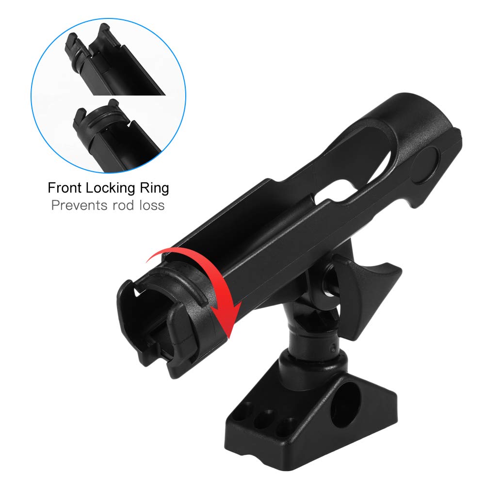 Lixada Adjustable 360 Degree Rotatable Fishing Rod Holder for Kayak, Boat, and Marine Use - Heavy Duty Rod Mount for Saltwater & Freshwater Fishing
