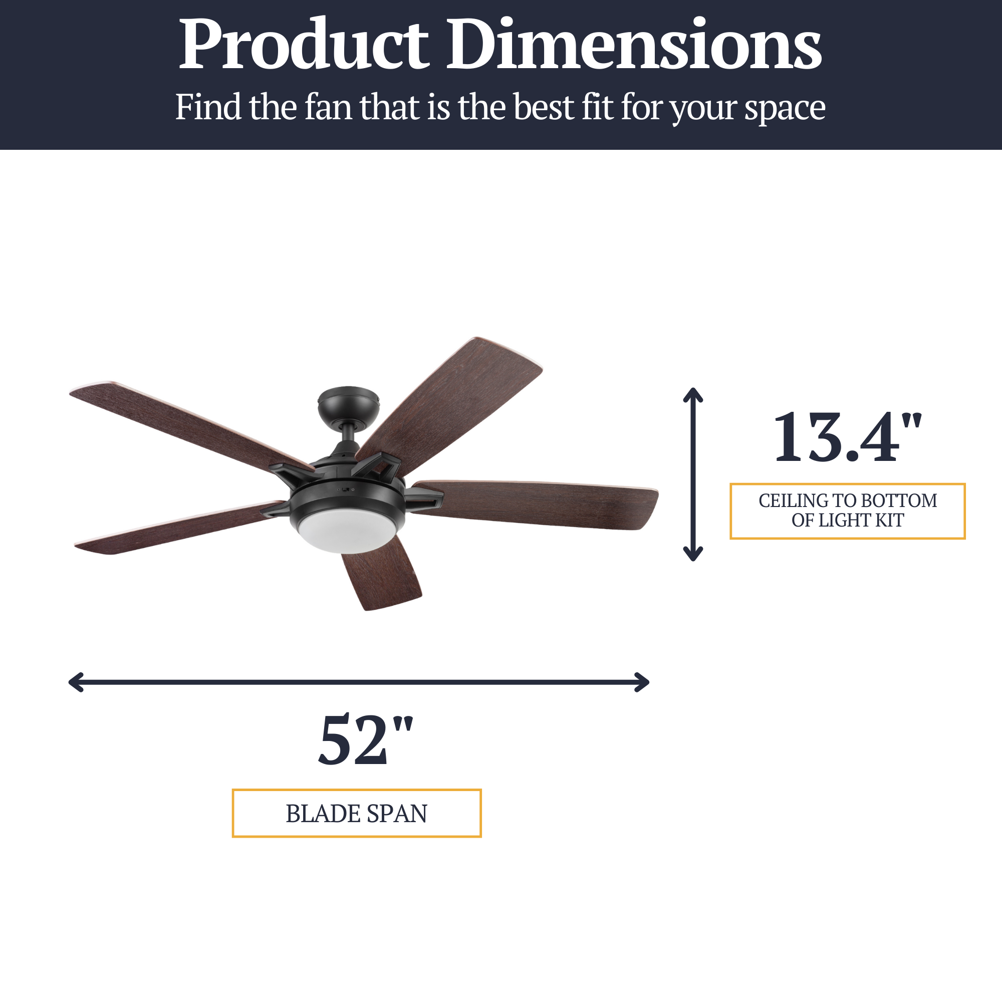 52 Inch Smart Ceiling Fan with Remote Control - Espresso Finish - Lorelai Model - Perfect for Living Room, Bedroom & Home Office