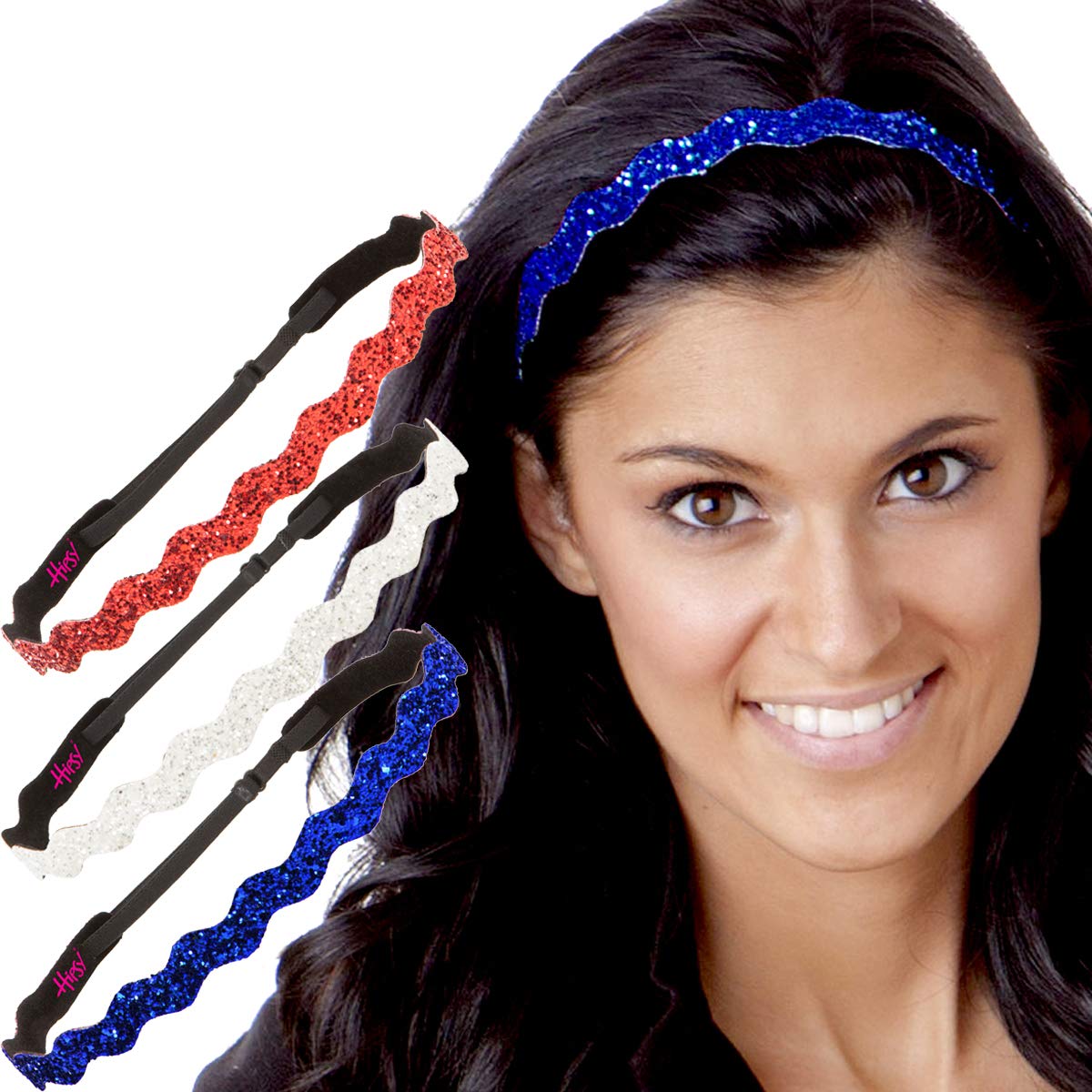 Hipsy Adjustable No-Slip American Flag Headband for Women - 4th of July Patriotic Hair Accessories (Multi-Pack) - Perfect for Independence Day Celebrations, Sports Events & Patriotic Parties