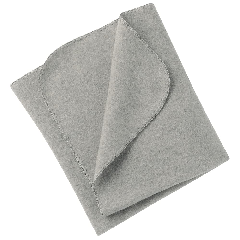 Organic Merino Wool Baby Blanket - 31x40 Inches Soft Thermal Throw for Kids & Infants - Grey Receiving Blanket for Nursery, Stroller & Winter Outings