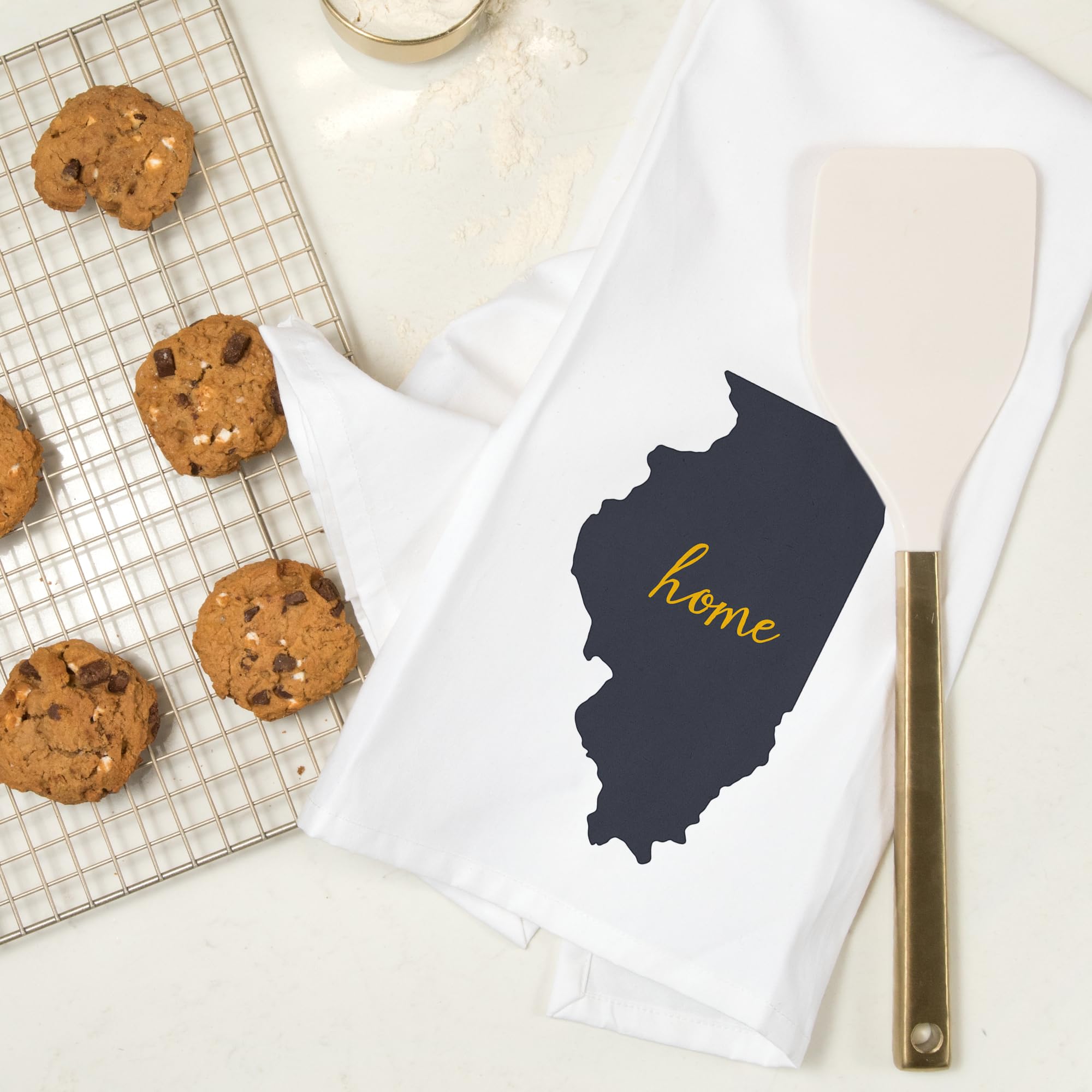 Lantern Press Illinois Home State Gray on White 100% Cotton Tea Towel - Decorative Hand Towel for Kitchen, Bathroom & Home Decor - Perfect for Gifts, Housewarming & Farmhouse Style