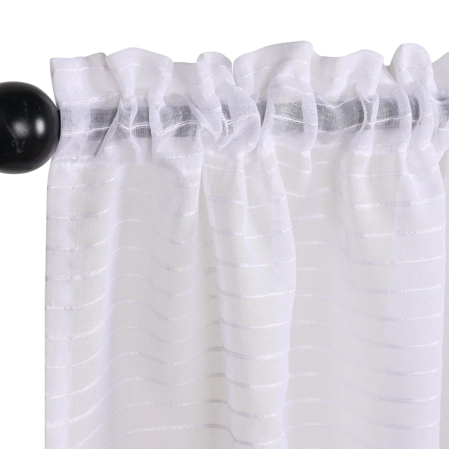 Jackson Striped Sheer Window Curtain Panels - Set of 2 Panels, Light Filtering Sheer Curtains for Living Room, Bedroom, Kitchen - 84 Inches Long, Soft & Airy Textured Fabric