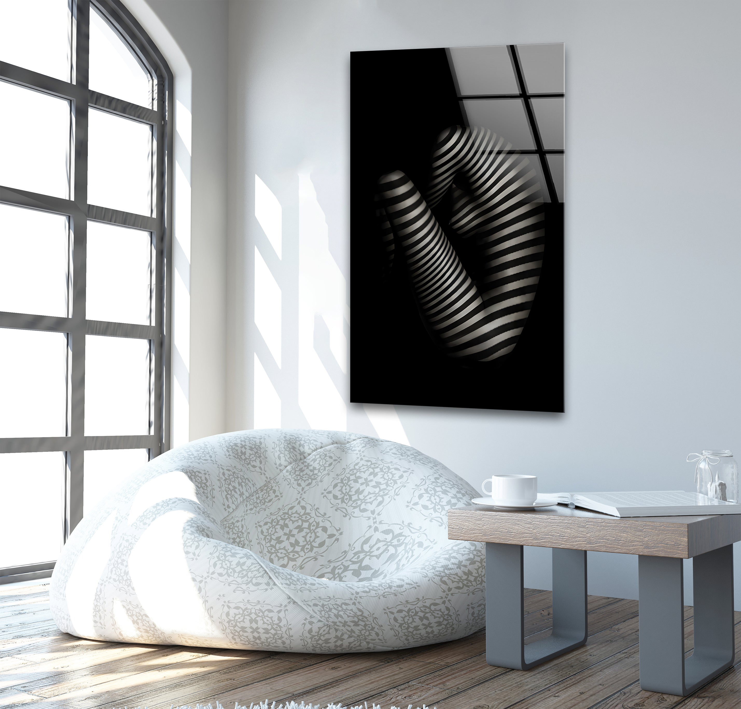 Black & White Erotic Art Glass Wall Decor - Modern Abstract Home Decor for Living Room, Bedroom & Office