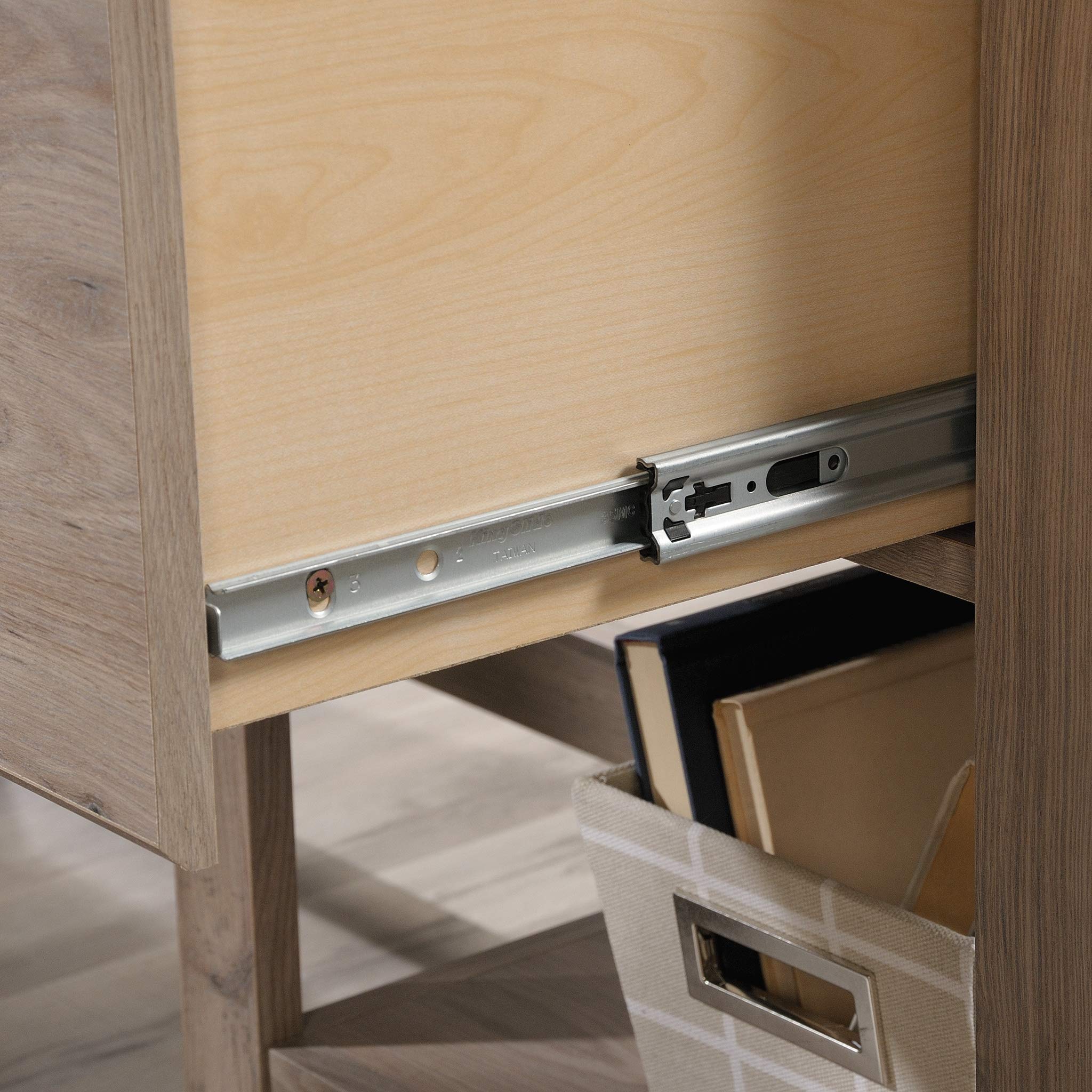 Sauder Summit Station L-Shaped Corner Home Office Desk with Drawer & Open Storage Shelf, Laurel Oak Finish - Perfect for Small Spaces, Home Office & Study Room Workstation