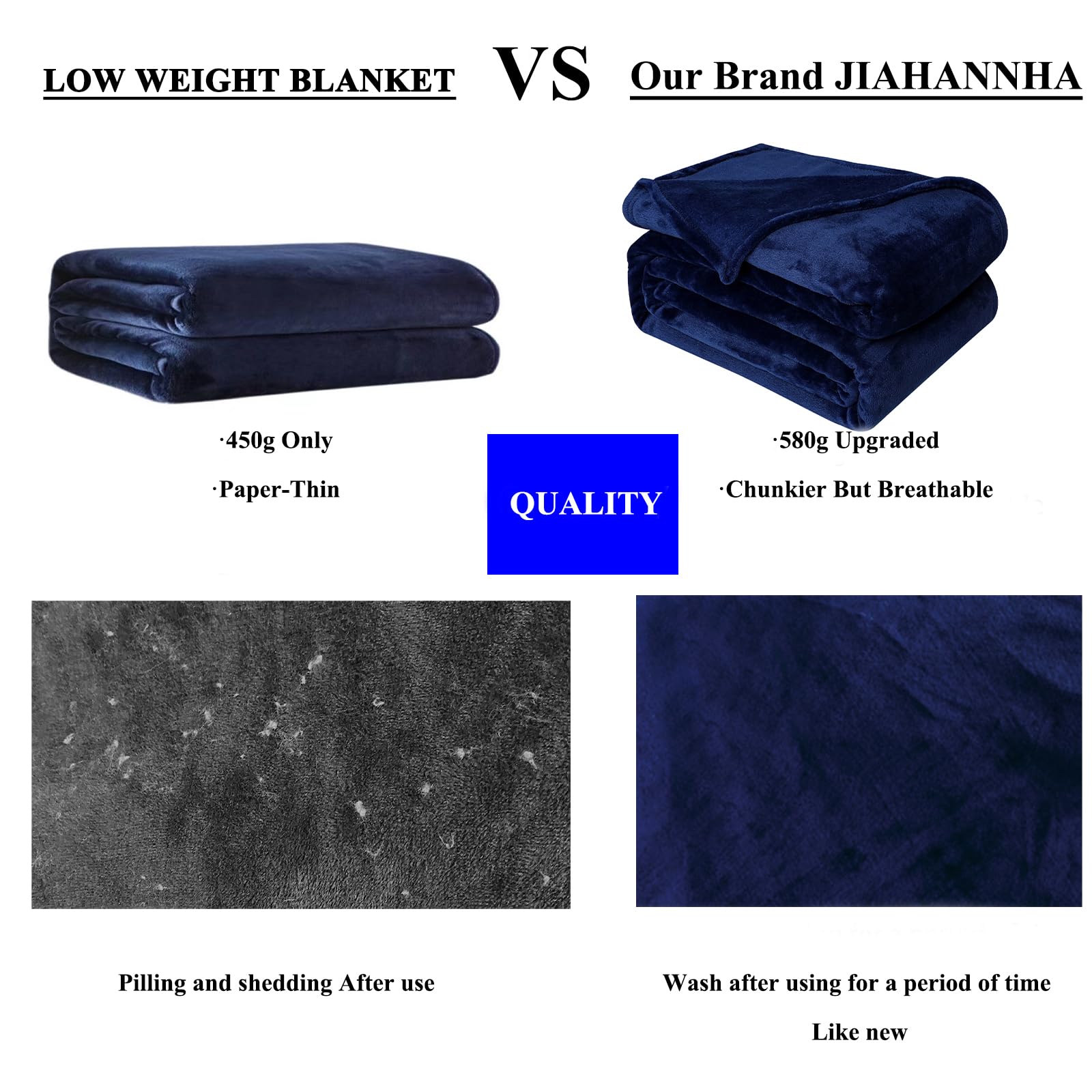 JIAHANNHA King Size Fleece Blanket 108x90 Inches - Ultra Soft & Cozy Navy Blue Throw Blanket for Bed, Sofa, Couch | 280GSM All-Season Luxury Bedding | Perfect for Winter Warmth, Movie Nights & Home Decor
