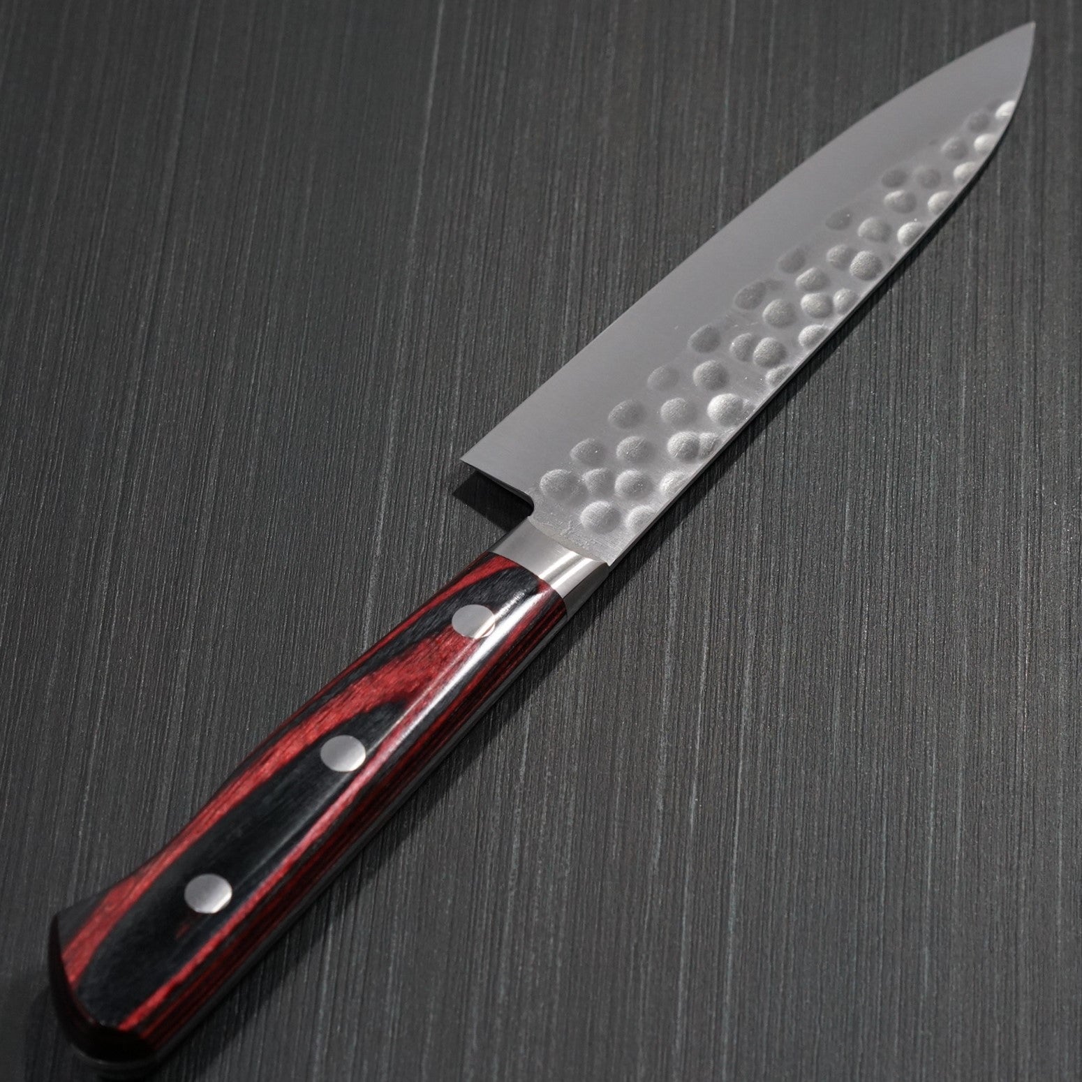 Premium Yoshimi Kato SG2 Hammered Petty Utility Knife 120mm - Japanese Stainless Steel Blade with Red Pakkawood Handle - Perfect for Slicing, Chopping & Precision Kitchen Tasks